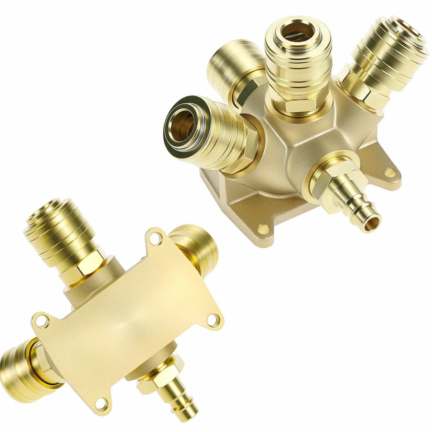QWORK 4-drożny rozdzielacz sprężonego powietrza, rozdzielacz sprężonego powietrza G 1/2" NW 7,2 z mosiądzu, kompatybilny z większością sprężarek