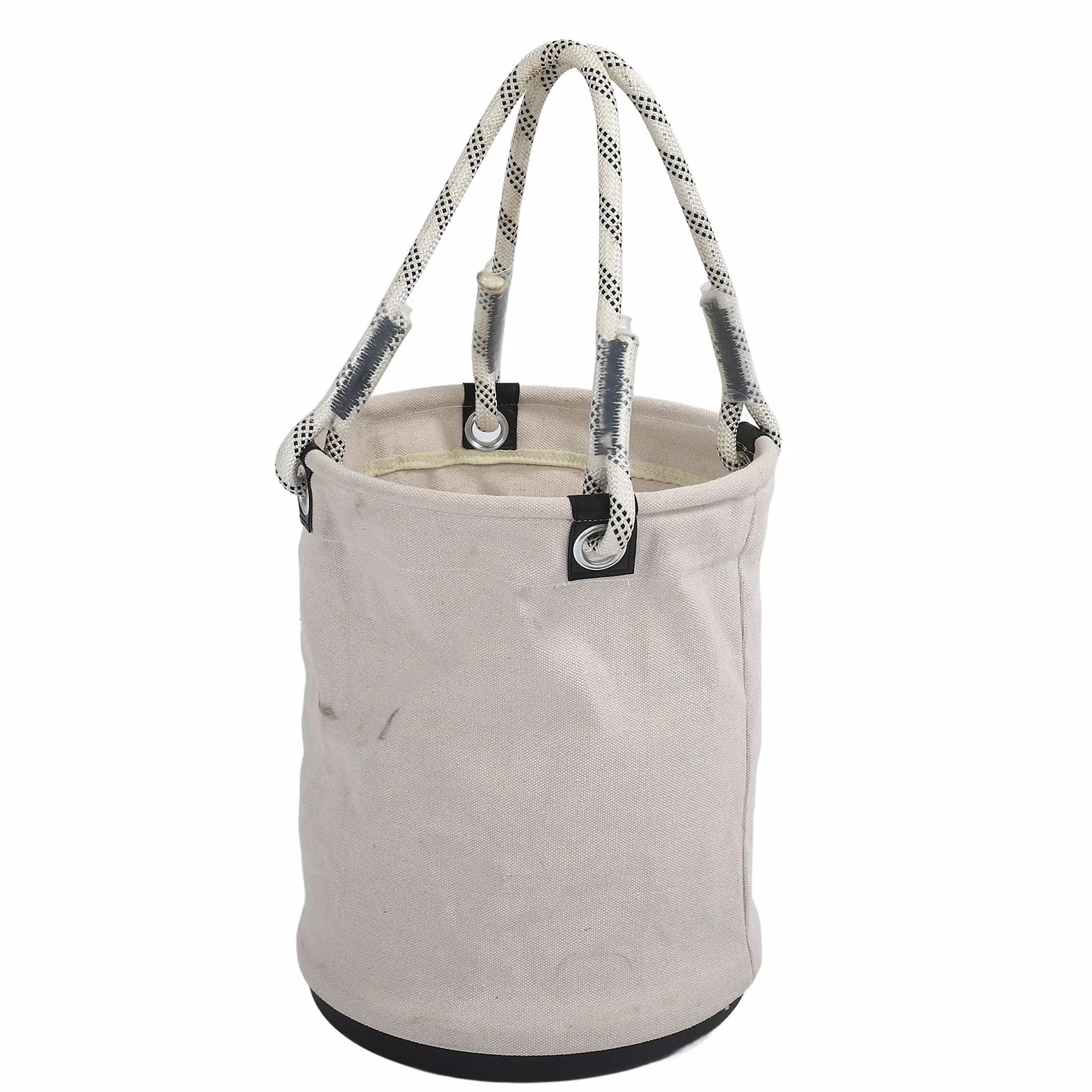 LICAEVEY Wiadro Płócienne 40x30 Cm, Obciążenie 30 Kg, Wytrzymały Organizer na Narzędzia z Plastikowym Dnem, Składany Schowek na budowę (WHITE)