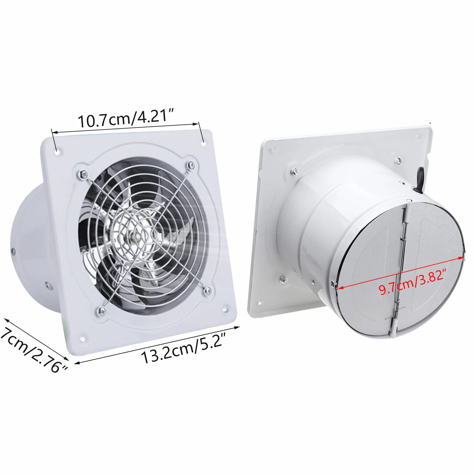 Wentylator wyciągowy Średnica 100 mm, Wentylator rurowy 4 cale Wentylator łazienkowy z klapą powrotną, 140 m³/h 25 W Wentylator osiowy Cichy do domu łazienki kuchni garaży (Biały)