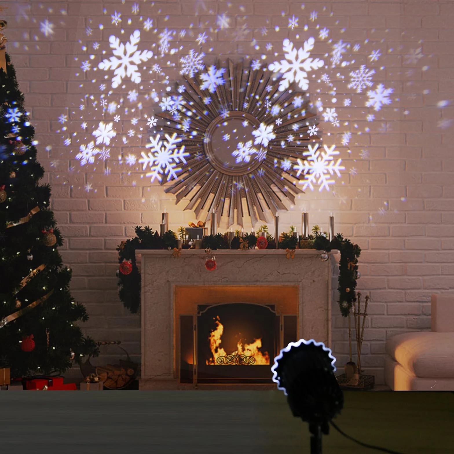 ZWOOS Snowflake Lampy projektorowe na zewnątrz, 9W Super Bright, Lampa z opadami śniegu Projekcja światła nocnego, Świąteczne światła projektora LED Wodoodporne na Boże Narodzenie, Halloween, wesele