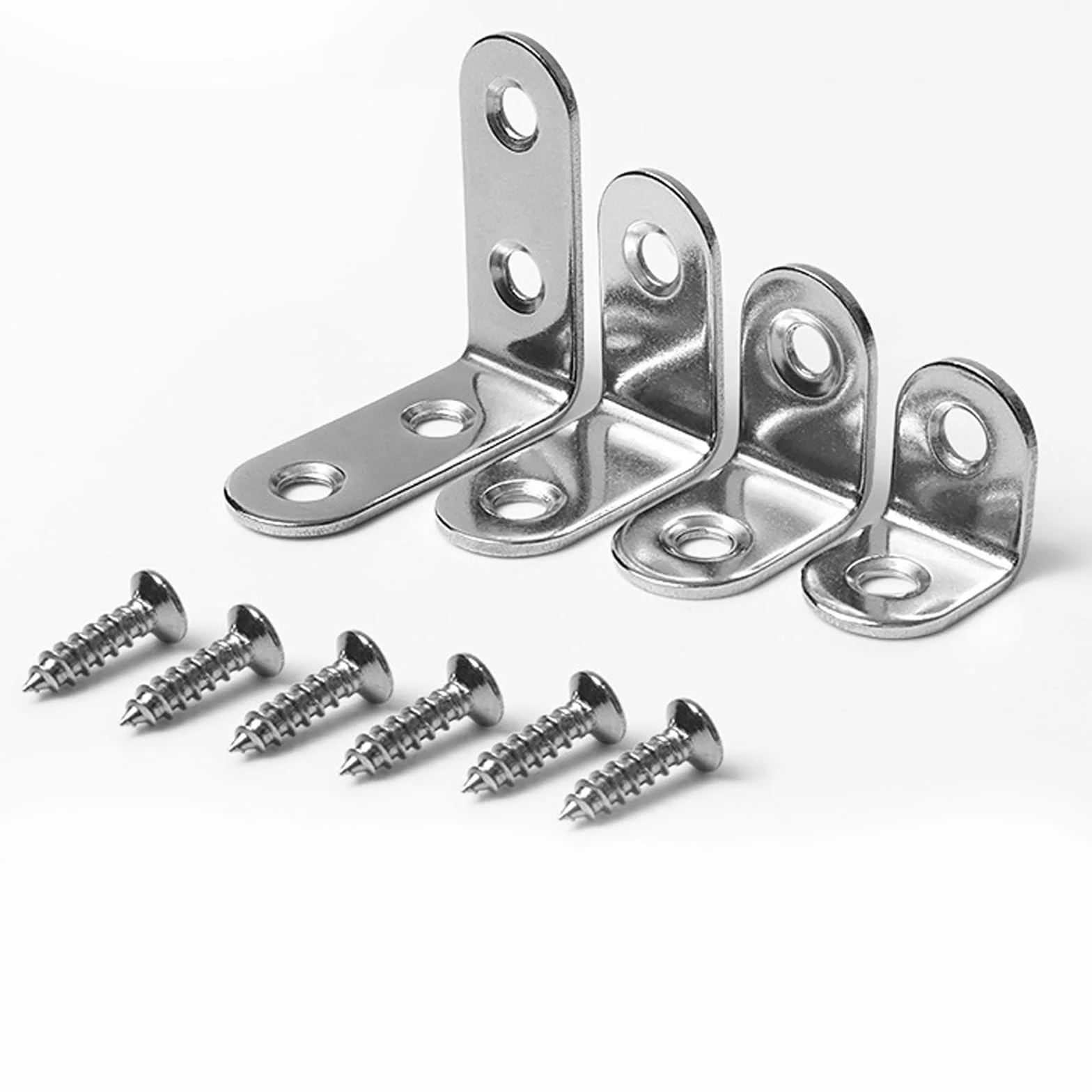 HAISHANG 10 sztuk Łączników Kątowych 30x30x16mm ze Stali Nierdzewnej, Metalowe Kątowniki 90 Stopni ze Śrubami, Małe Kątowniki Metalowe w Kształcie Litery L do Mebli Drewnianych, Stołów, Krzeseł