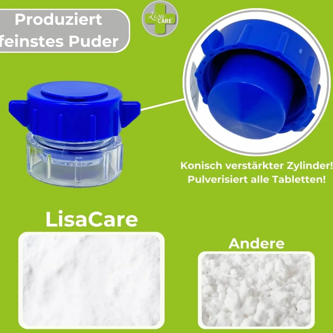 LisaCare Kruszarka do tabletek – pudełko z pokrywą, moździerz lekarski