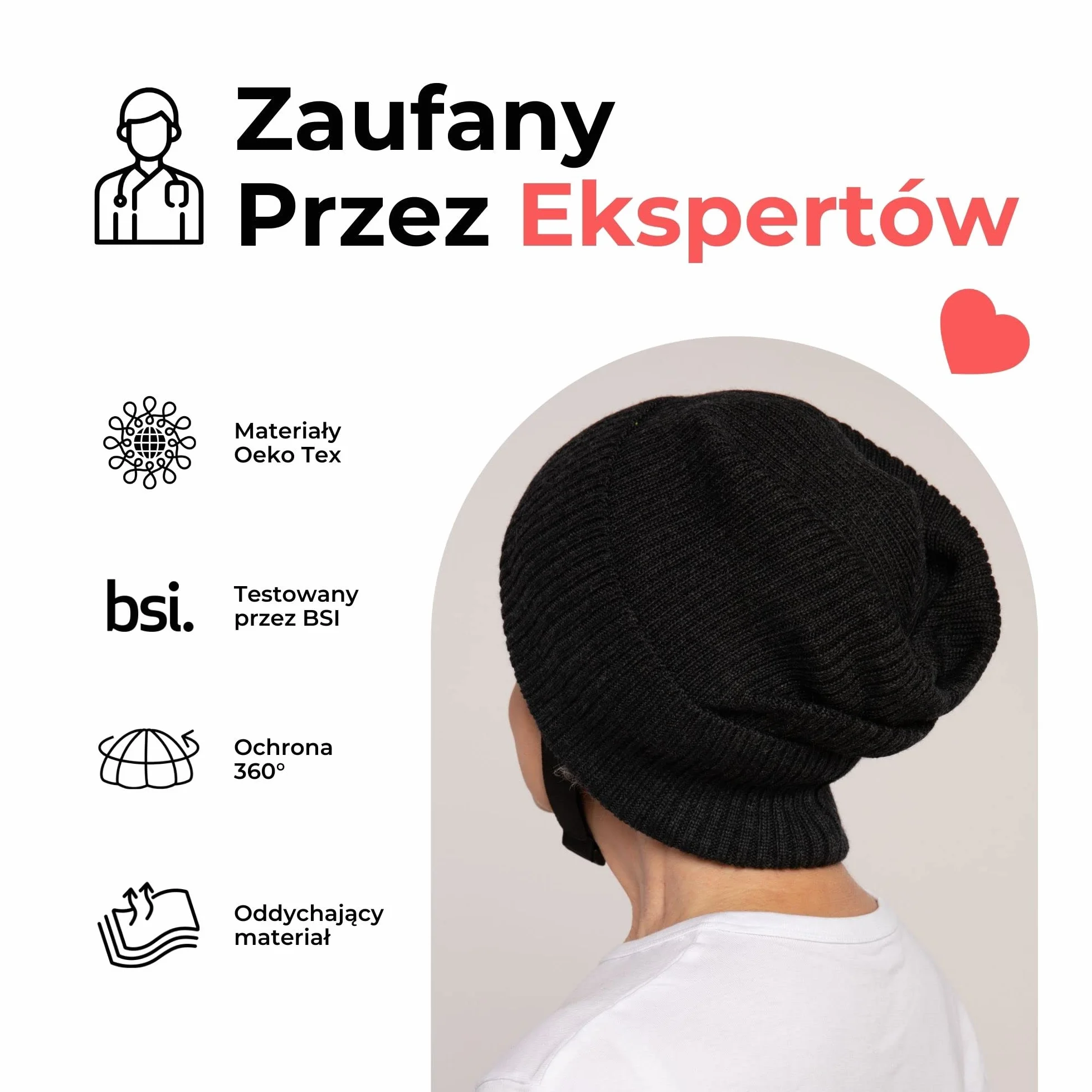 Ribcap Lenny antracyt duży, miękka ochrona głowy, Ø 59-61 cm