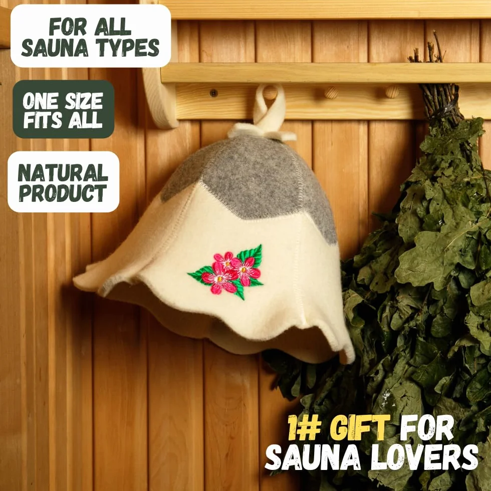 Natural Textile kapelusz do sauny – 100% organiczne czapki z filcu wełnianego – chroń głowę przed wysoką temperaturą – instrukcja obsługi w języku angielskim (może nie być dostępna w języku polskim) –