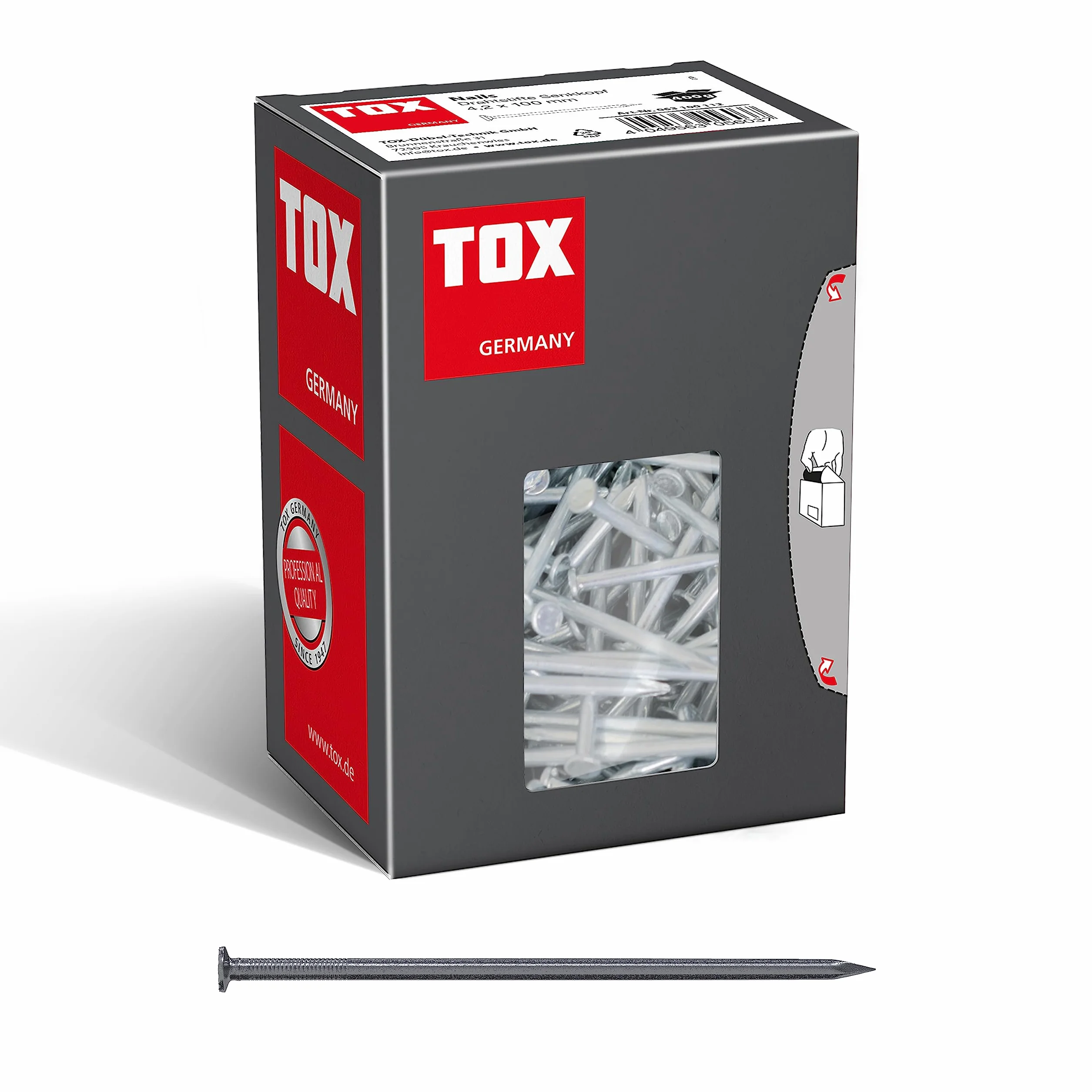 TOX 063100112 gwoździe druciane, srebrne, 4,2 x 100 mm