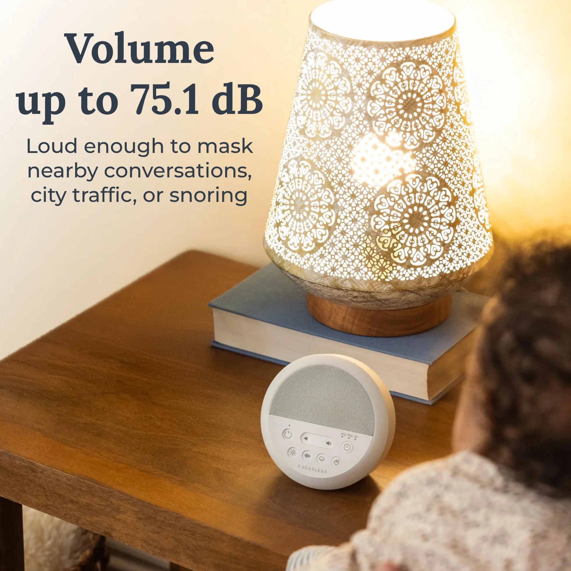 Yogasleep Nod White Noise Sound Machine z miękkim światłem nocnym i timerem snu, 20 opcji dźwięku, pomoc w zasypianiu
