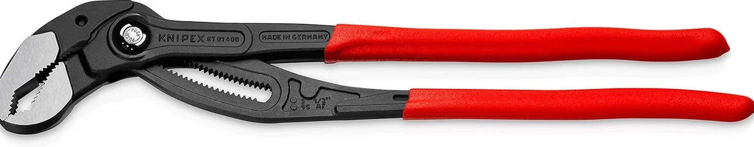 KNIPEX Cobra XL Szczypce do rur w opakowaniu z zawieszką fosforanowana, szara pokryte antypoślizgowym tworzywem sztucznym 400 mm, 87 01 400 SB