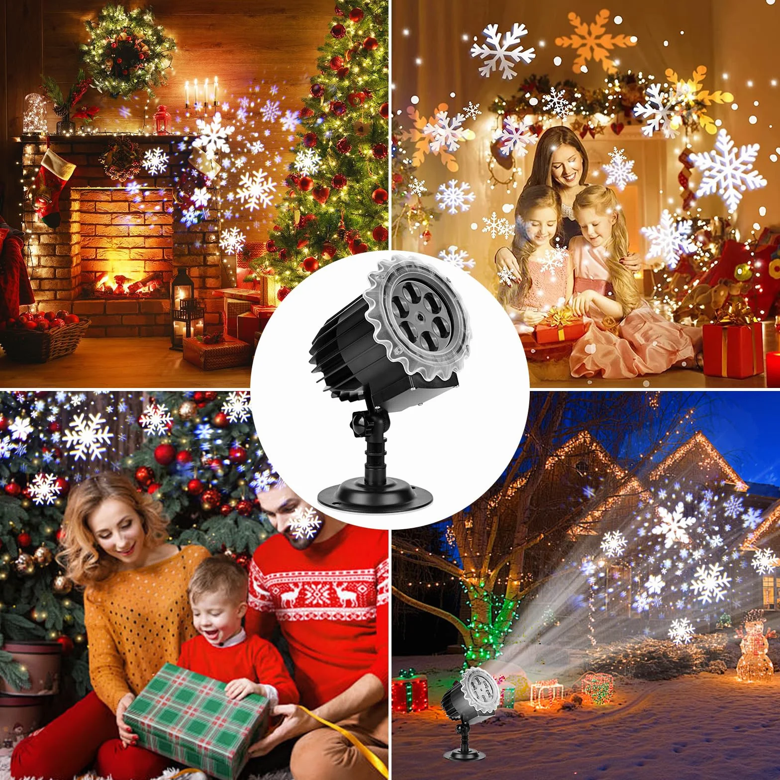 ZWOOS Snowflake Lampy projektorowe na zewnątrz, 9W Super Bright, Lampa z opadami śniegu Projekcja światła nocnego, Świąteczne światła projektora LED Wodoodporne na Boże Narodzenie, Halloween, wesele