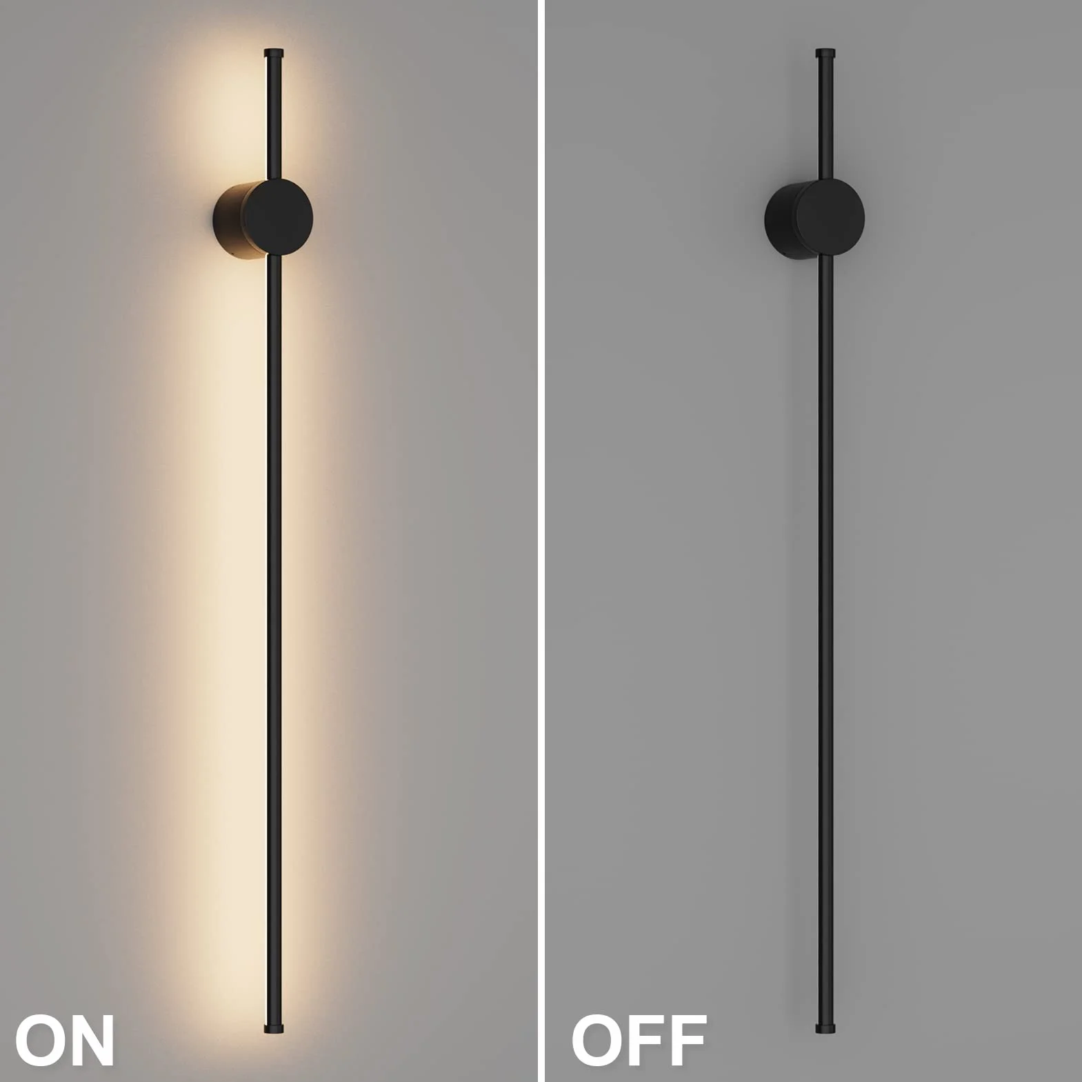 Klighten Kinkiet LED do wnętrz, nowoczesny kinkiet 97 cm/28 W, IP65, ciepła biel 3000 K, czarny