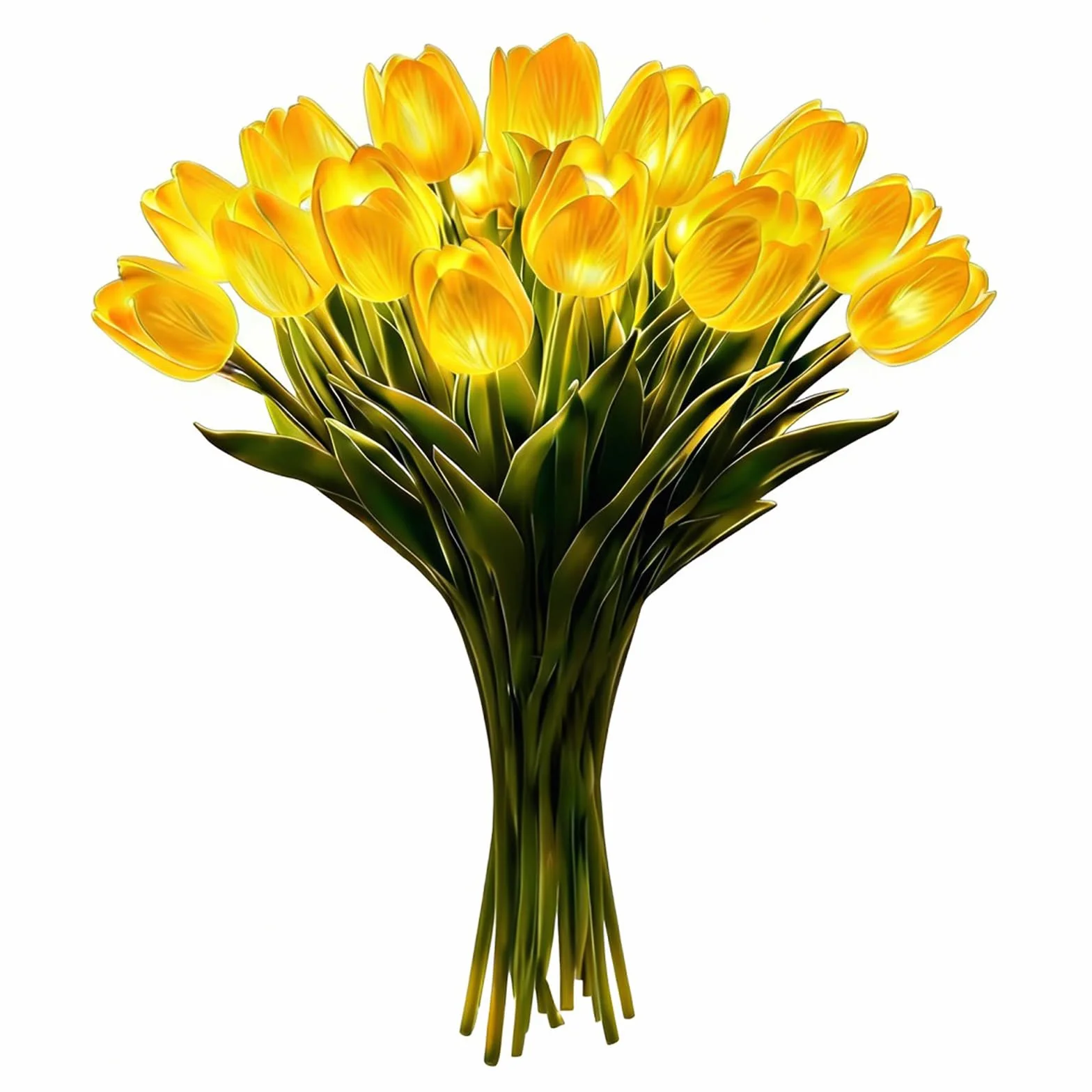 15 szt. promiennych romantycznych tulipanowych lampek LED, regulowane tulipanowe światło nocne, ciepłe światło, świecący bukiet, ozdoba, prezent na rocznicę/ślub/urodziny (żółty)