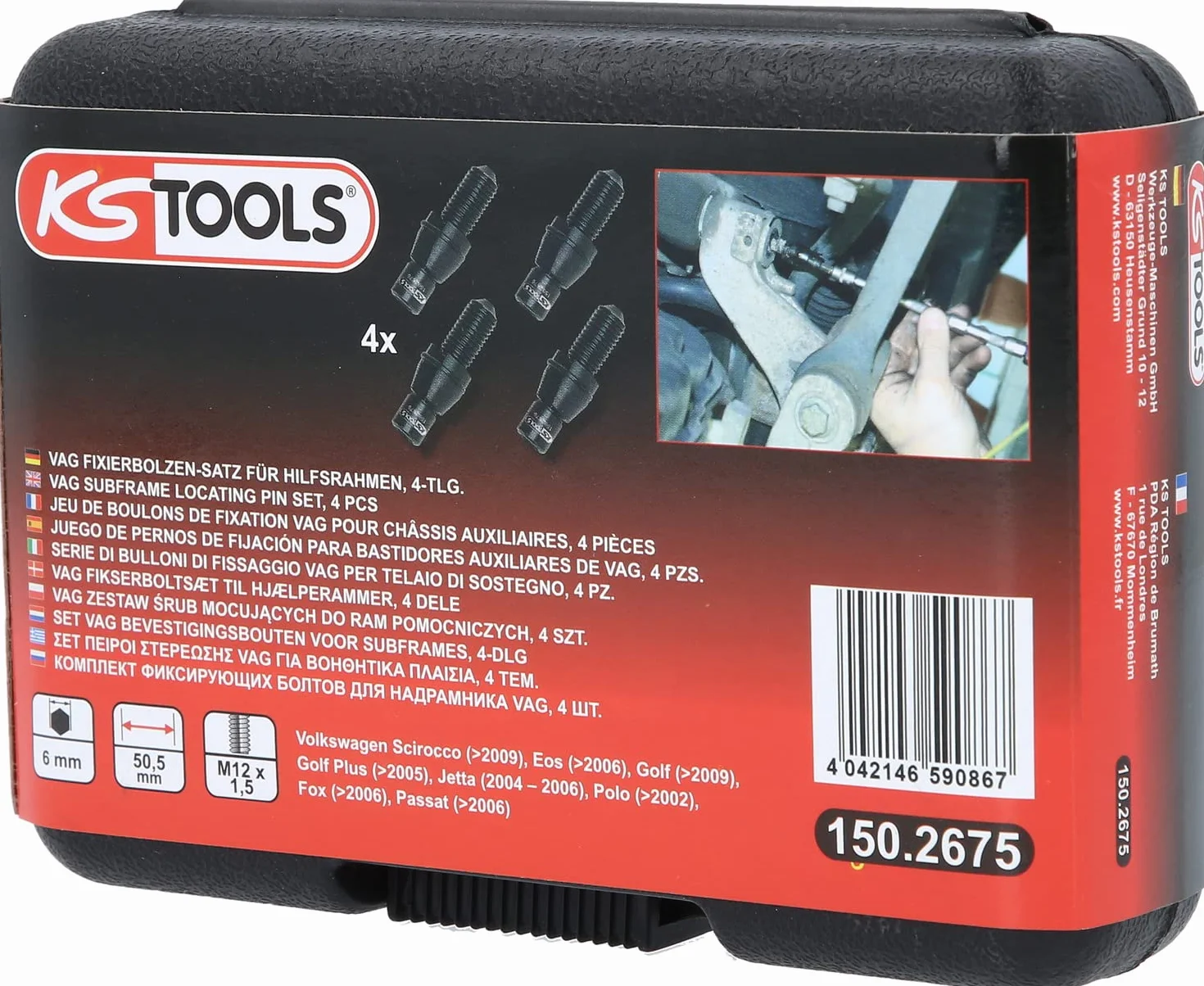 KS Tools 150.2675 VAG Zestaw śrub mocujących do ram pomocniczych, M12x1,5, 4-szt