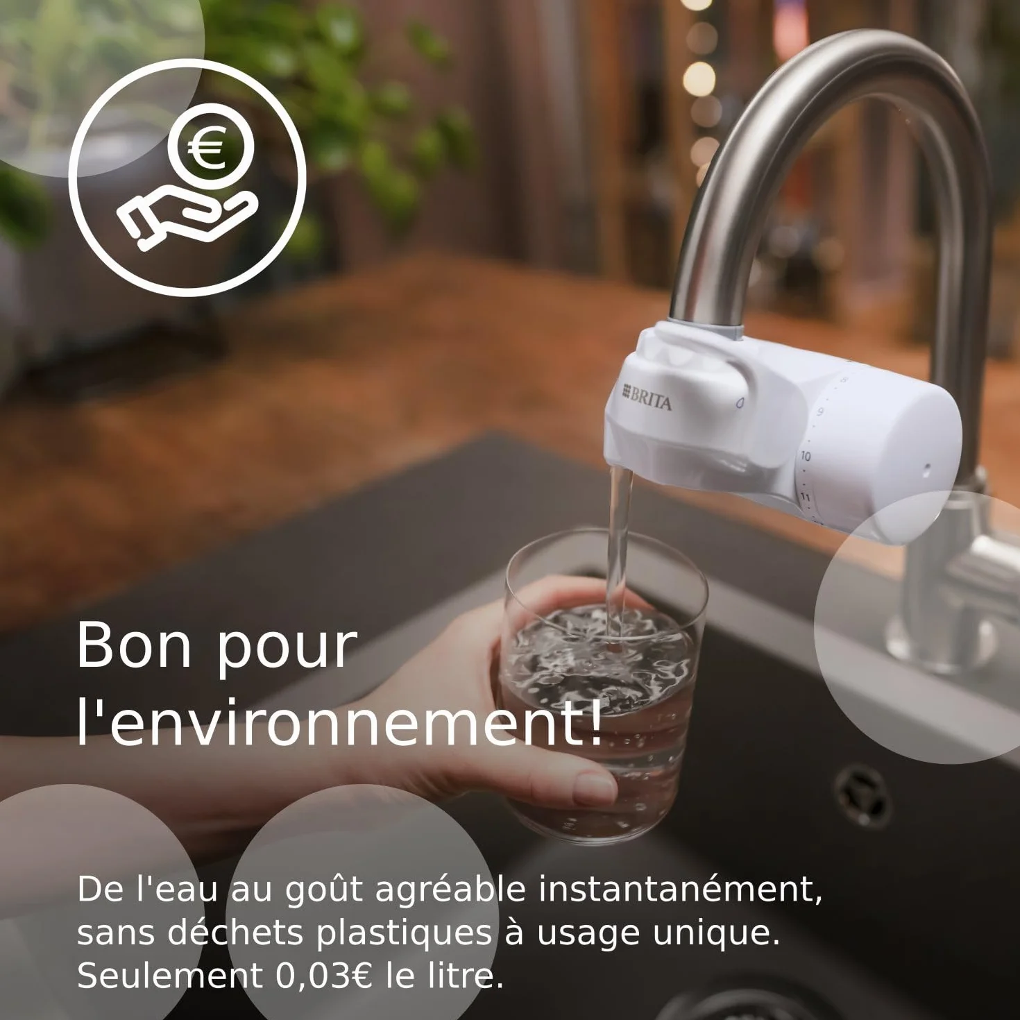 BRITA ON TAP V filtr do wody z kranu redukuje chlor PFAS metale wskaźnik czasu trwałości filtra