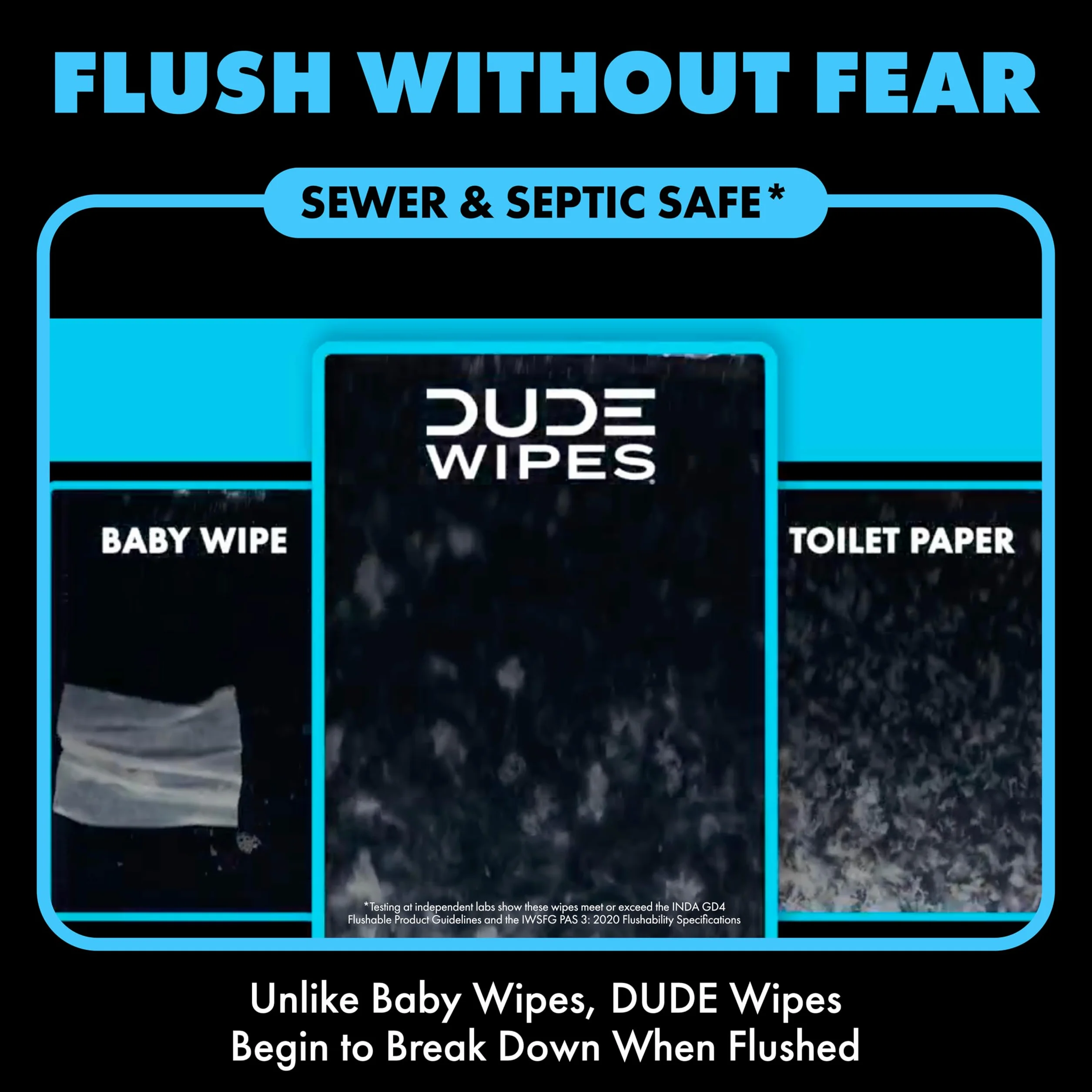Dude Wipes Chusteczki do spłukiwania, bezzapachowe i naturalnie kojące, opakowanie dozownika (48 ct)
