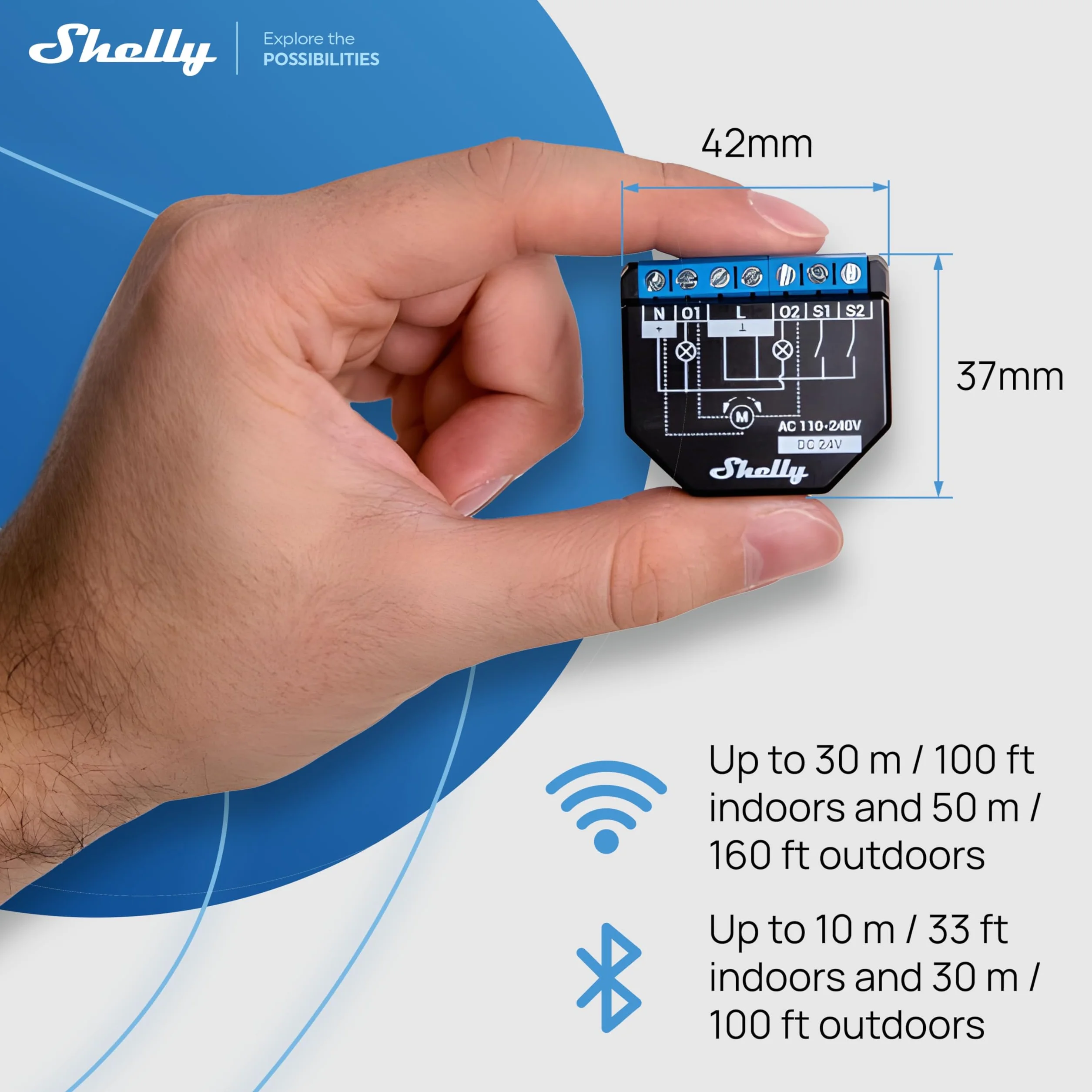 Shelly Plus 2PM - 16A | Inteligentny przełącznik 2-kanałowy WiFi i Bluetooth z pomiarem mocy | Automatyka domowa | Sterowanie roletami | Kompatybilny z Alexa i Google Home | Aplikacja iOS/Android