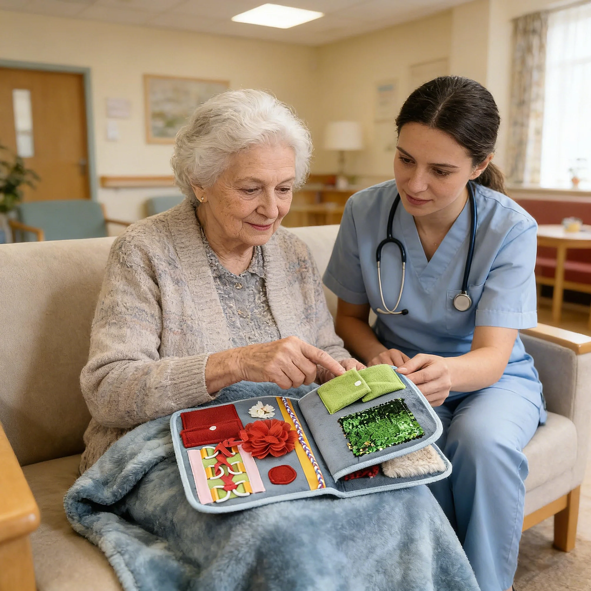 Sensoryczny koc łagodzący dla seniorów z demencją i chorobą Alzheimera