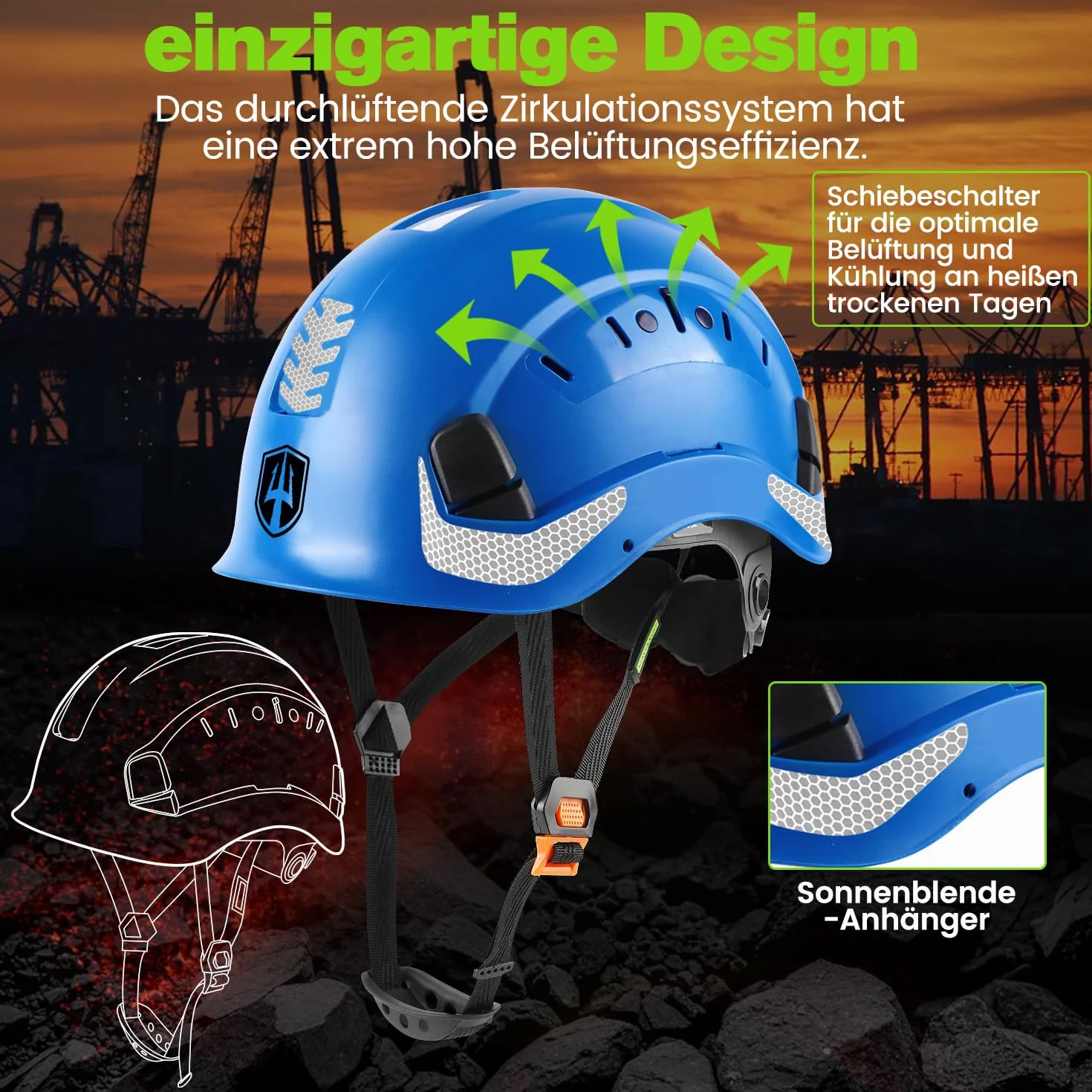 GREEN DEVIL kask ochronny EN397 EN166 z podwójnym wizjerem wentylowany