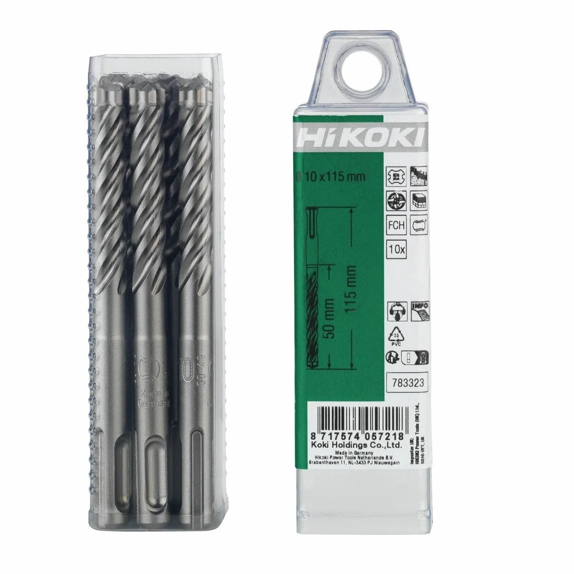 Hitachi 783323 zestaw wierteł SDS-Plus 4 profesjonalne cięcie, 10 x 110 mm, długość 50