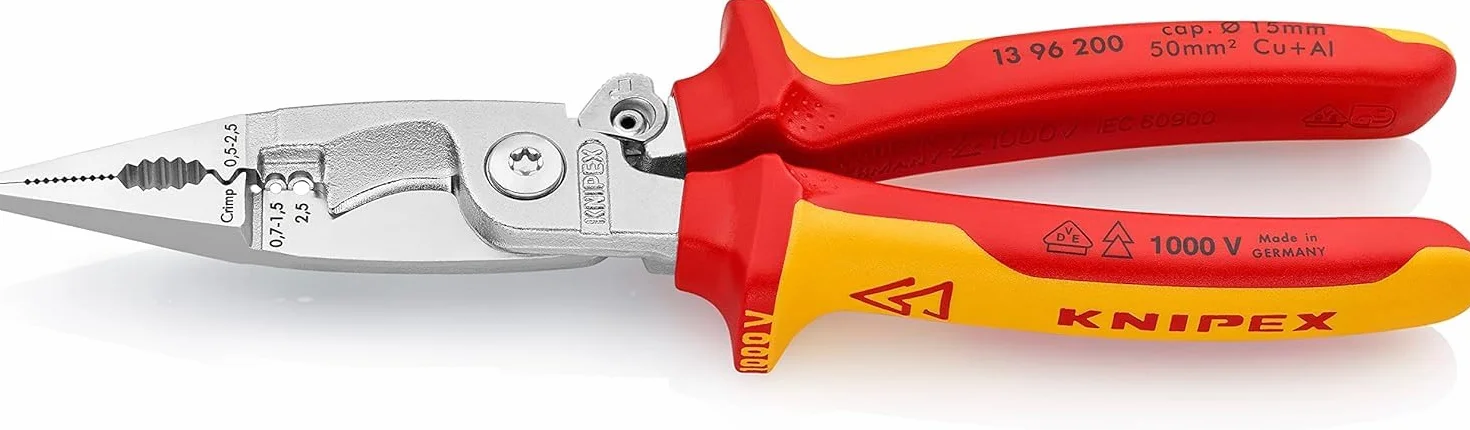 KNIPEX Szczypce do prac elektroinstalacyjnych w opakowaniu z zawieszką chromowany z wielokomponentowymi osłonkami, izolowane wg VDE 200, 13 96 200 SB