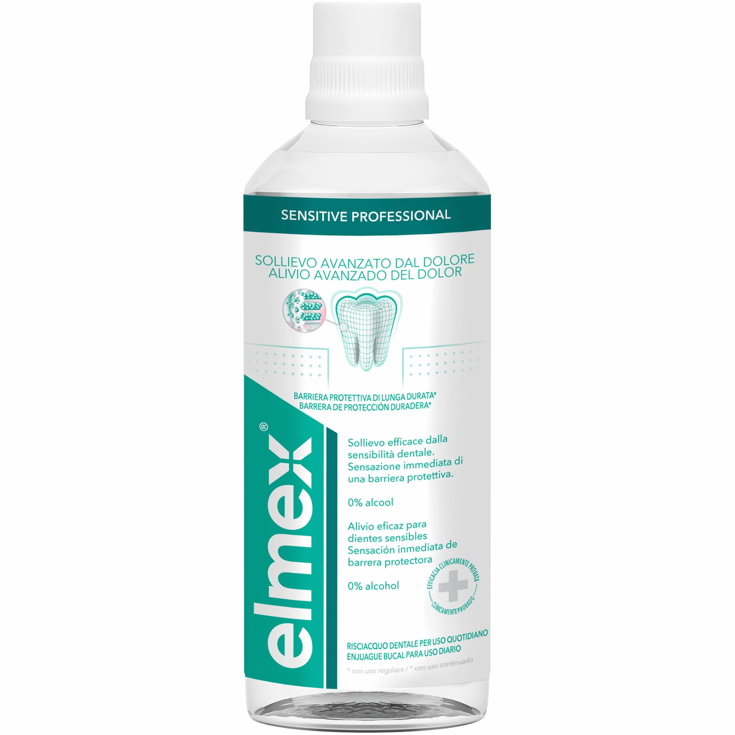 elmex Sensitive Professional 400 ml płyn do płukania jamy ustnej | blokuje ból od wrażliwości | tworzy długotrwałą barierę ochronną | z fluorem do zapobiegania próchnicy zębów i 0% alkoholem