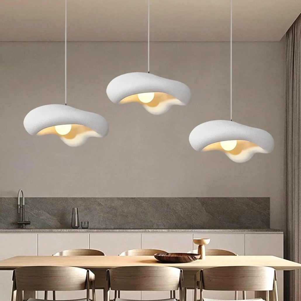 Kreatywna Kwiatowa Lampa Wisząca Wabi-Sabi Lampa Wisząca E27 Nowoczesna Lampy Wiszące Polistyren Lampa Styl Nordycki Do Sypialni Salonu Jadalni Kuchni Pokoju Dziecięcego Żyrandol(White,B)