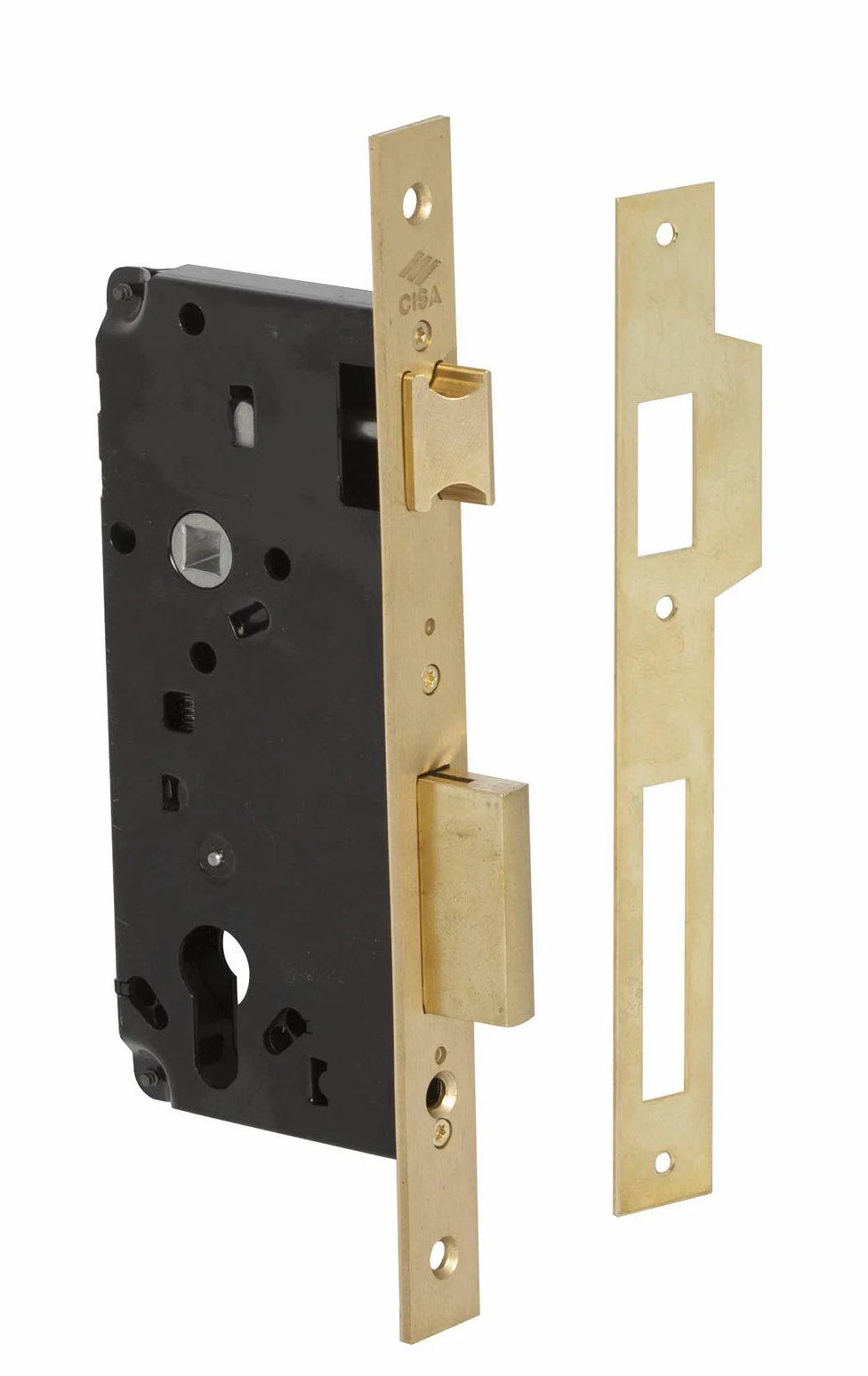 Cisa 1.5 C110.50.0 – C. Drewno 50 mm Blokada do Drzwi Okucia + Dźwignia Mosiądz, S/C