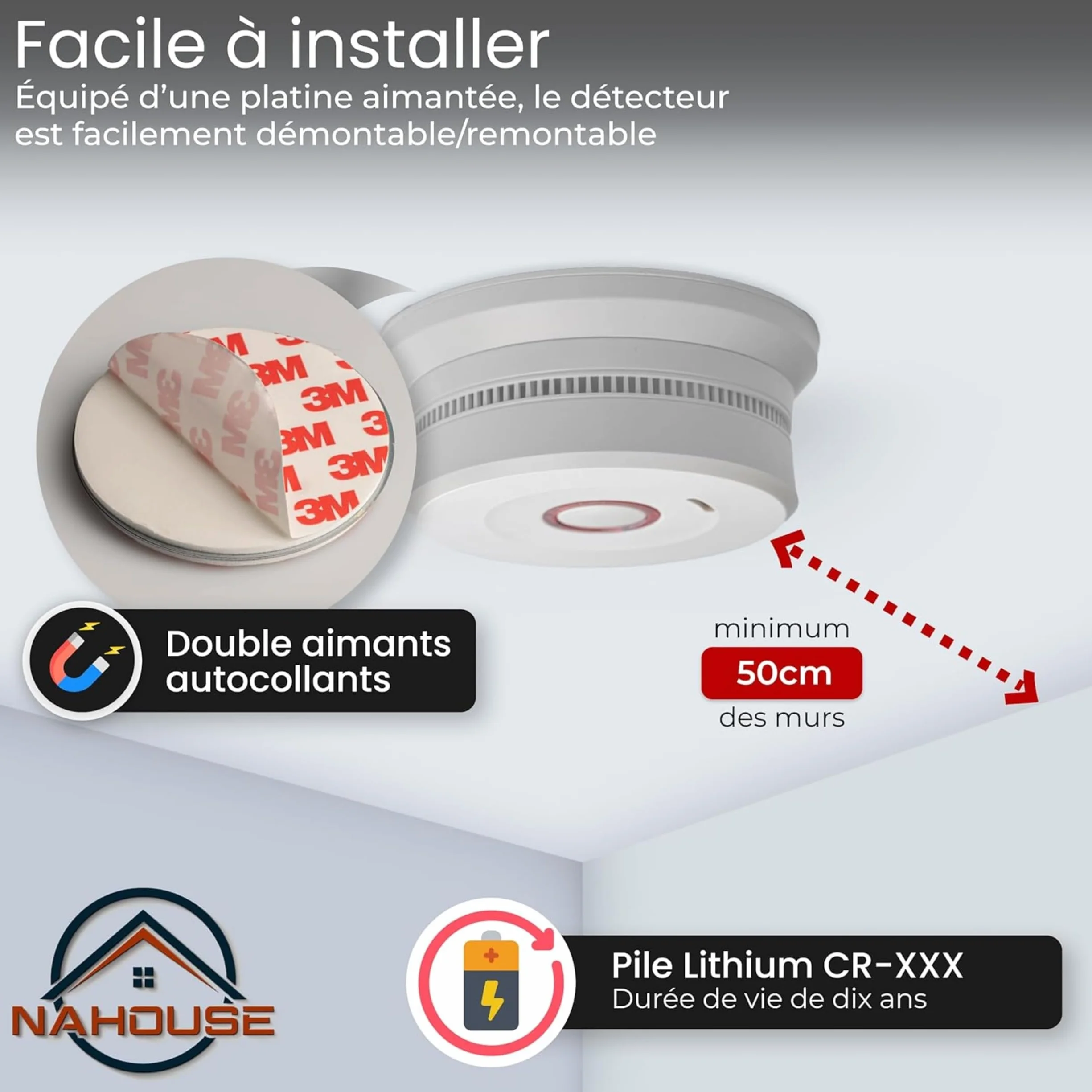 Czujnik dymu WiFi NF alarm przeciwpożarowy EN14604 dom inteligentny
