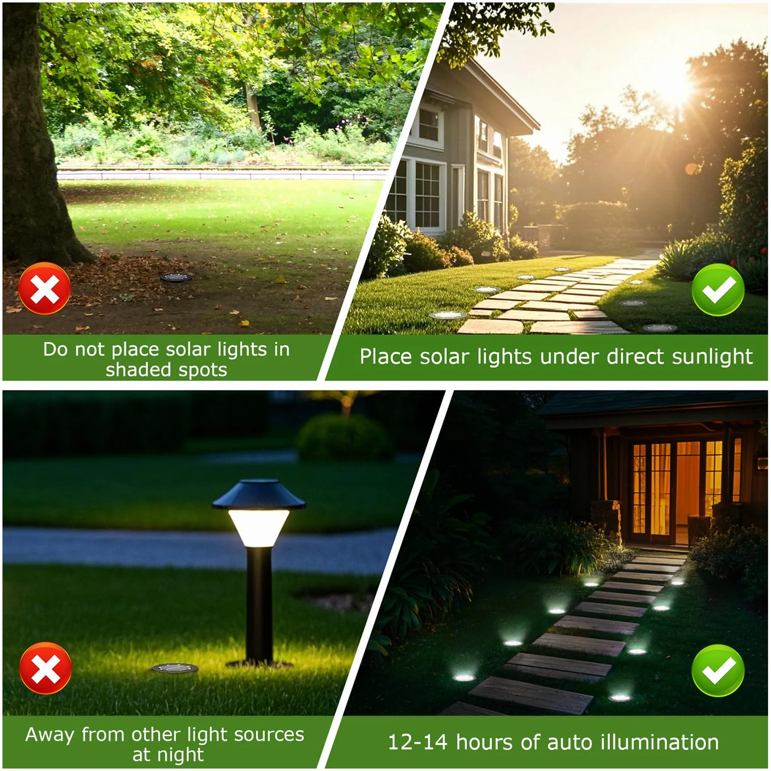 NIBSHOOM 8 sztuk zewnętrznych lamp solarnych, odporne na warunki atmosferyczne lampy solarne IP68 z 8 LED, oświetlenie ogrodowe o długiej żywotności, chłodna biel lampy solarne do ogrodu, tarasów