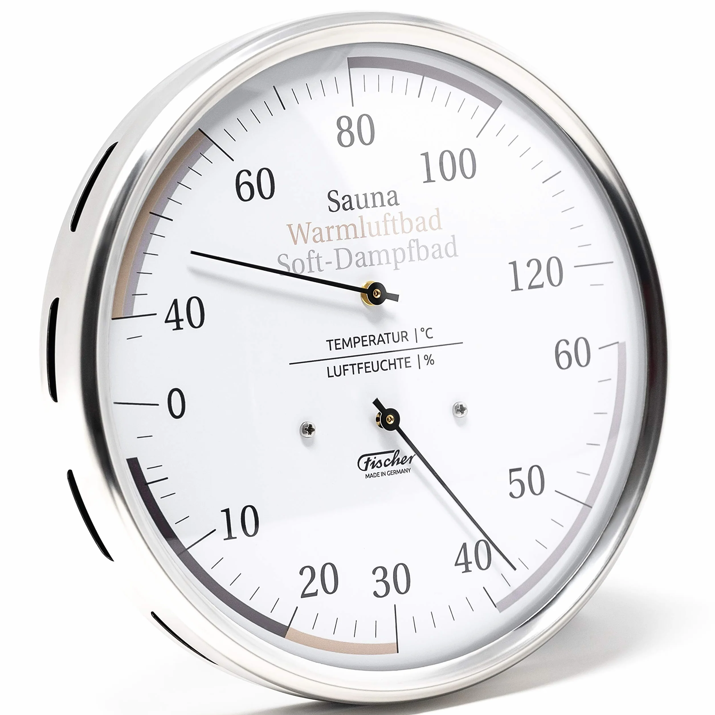 Fischer termometr do sauny 160 mm higrometr bimetalowy ze stali nierdzewnej