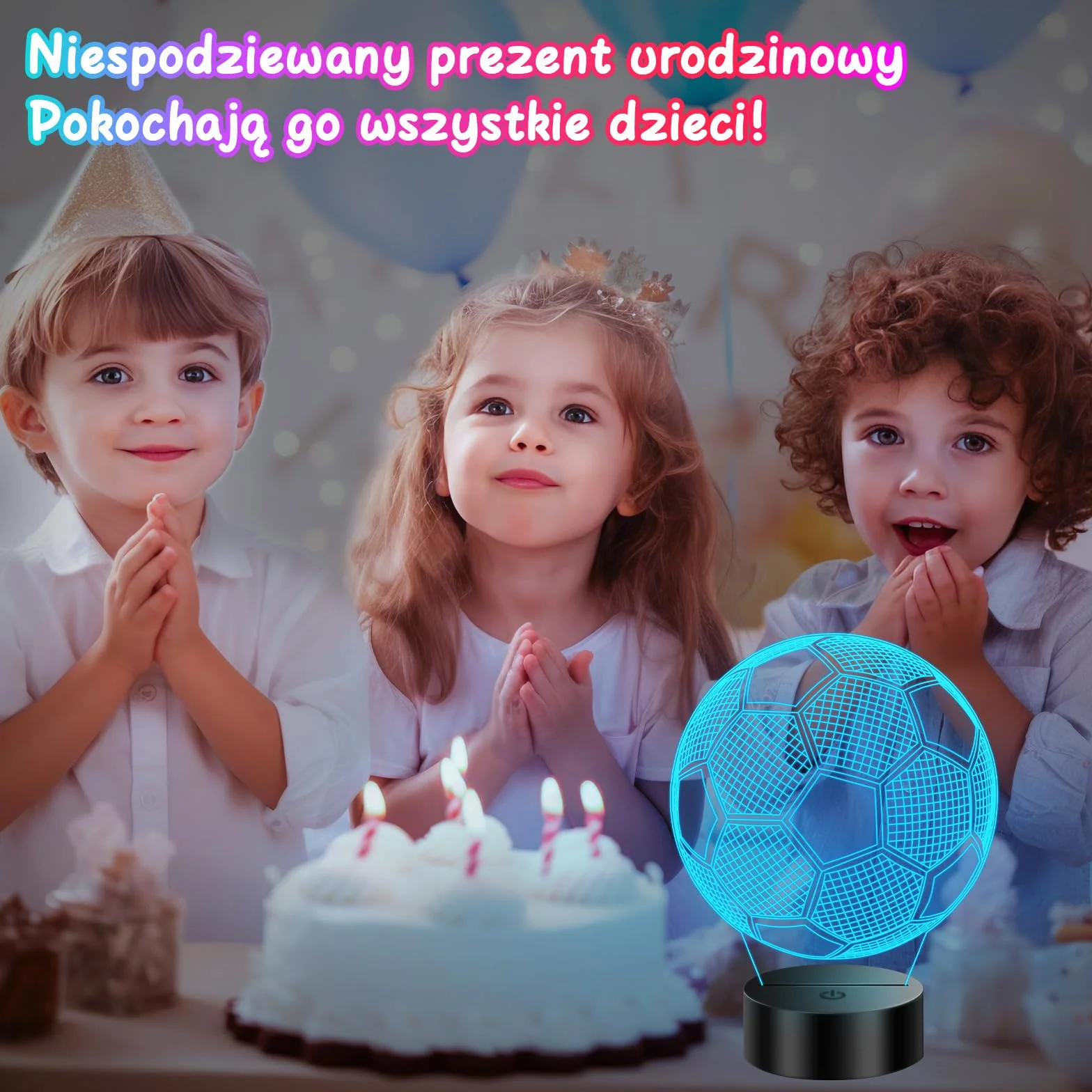 3D Lampka Nocna Iluzja Optyczna dla Dzieci – Prezent Piłkarski dla Chłopca i Dziewczynki, 16 Kolorów z Pilotem, Dekoracja Pokoju na Urodziny (5-12 Lat) (Piłka nożna-01)