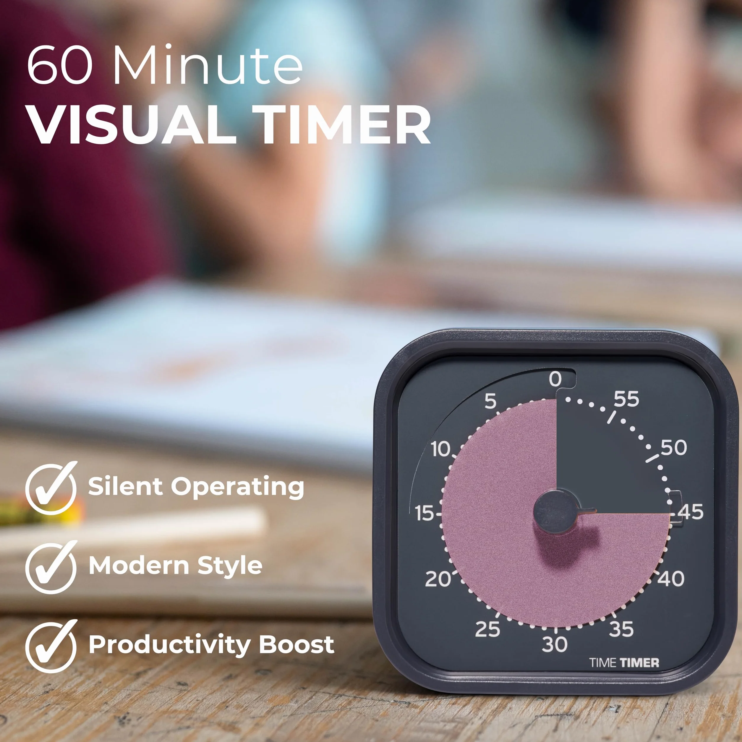 Time Timer MOD Home seria metaliczna - 60-minutowe wizualne odliczanie do ADHD, dorosłych, studentów i Pomodoro z cichą pracą (metalowa burza)
