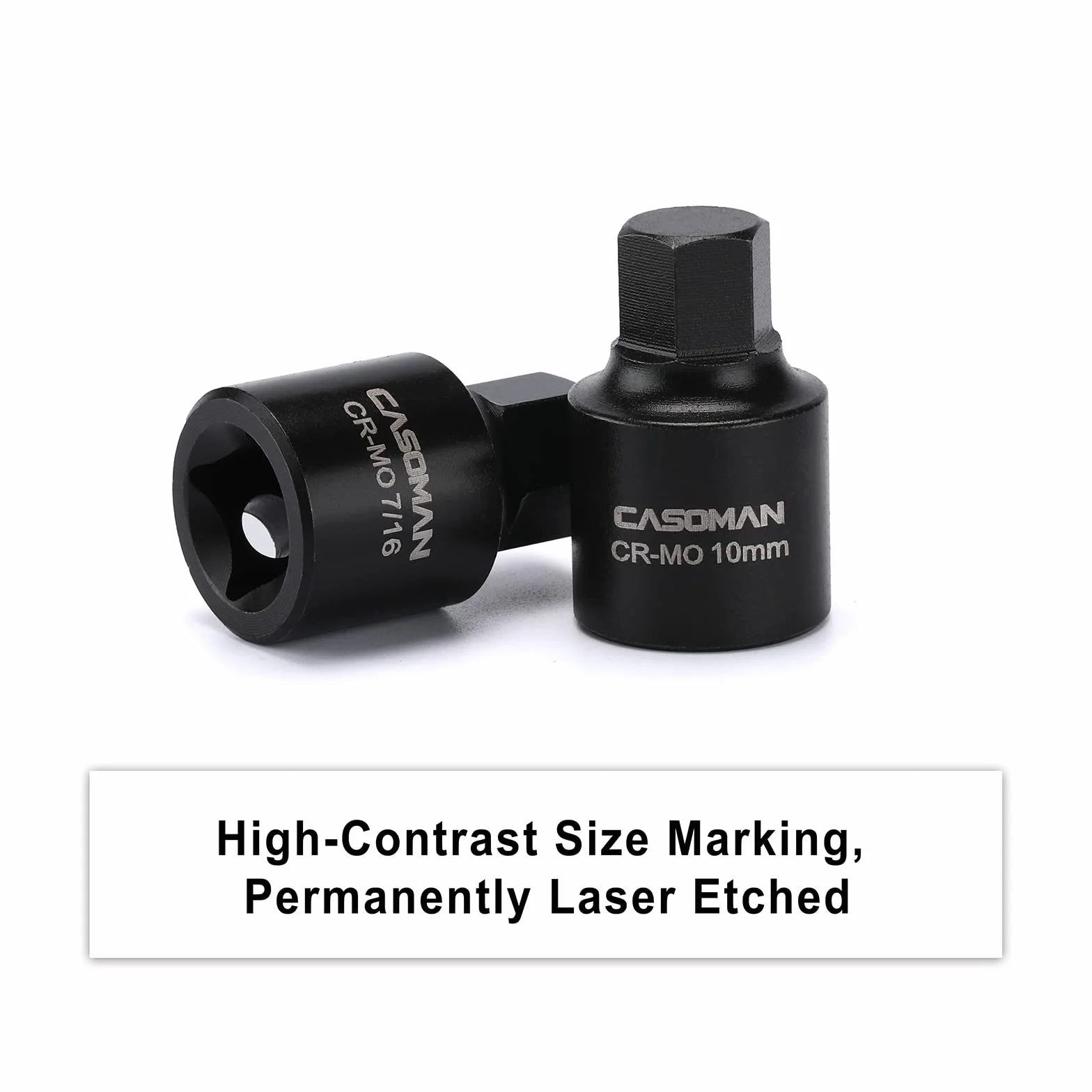 CASOMAN 16-częściowy zestaw wkrętarek udarowych o niskim profilu 3/8", Cr-Mo, 6 mm-19 mm, zestaw nasadek sześciokątnych