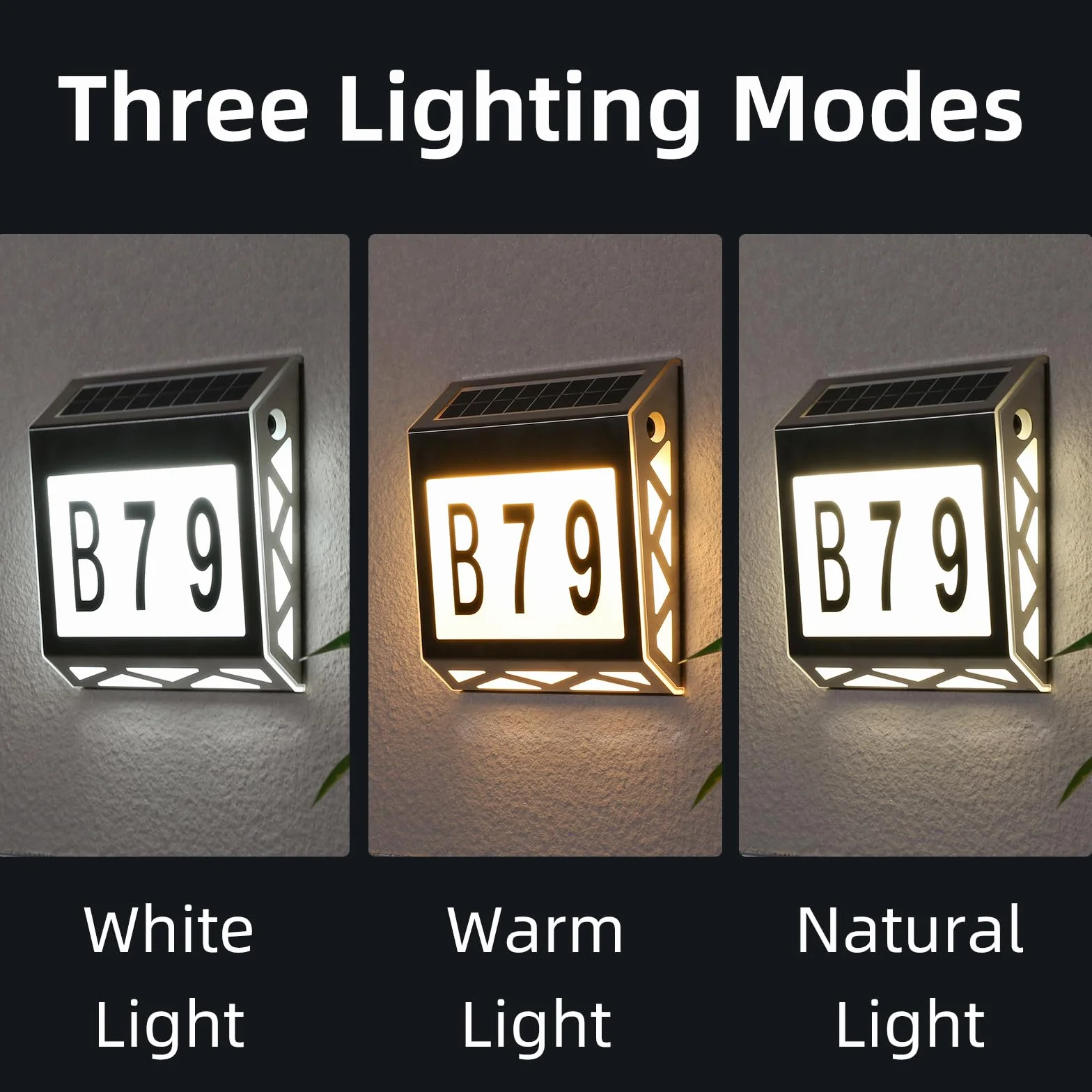 Solarny podświetlany numer domu 8 LED Solarny numer domu z przełącznikiem zmierzchowym Stal nierdzewna IP54 Wodoodporny Outdoor z cyframi 0-9 i literami A-E (Srebro)
