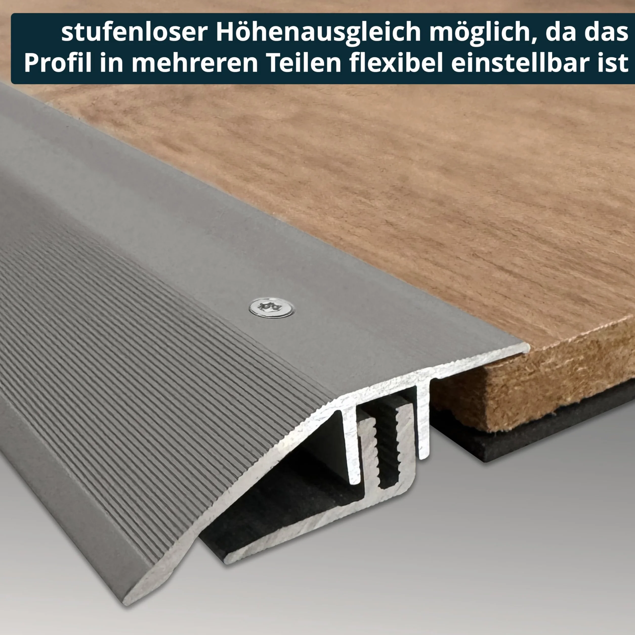 ufitec system profili do podłóg parkietowych i laminowanych – do wykładzin o wysokości 7-16 mm – dostępny w wielu kolorach (profil wyrównujący poziom, jasny brąz, długość 270 cm)