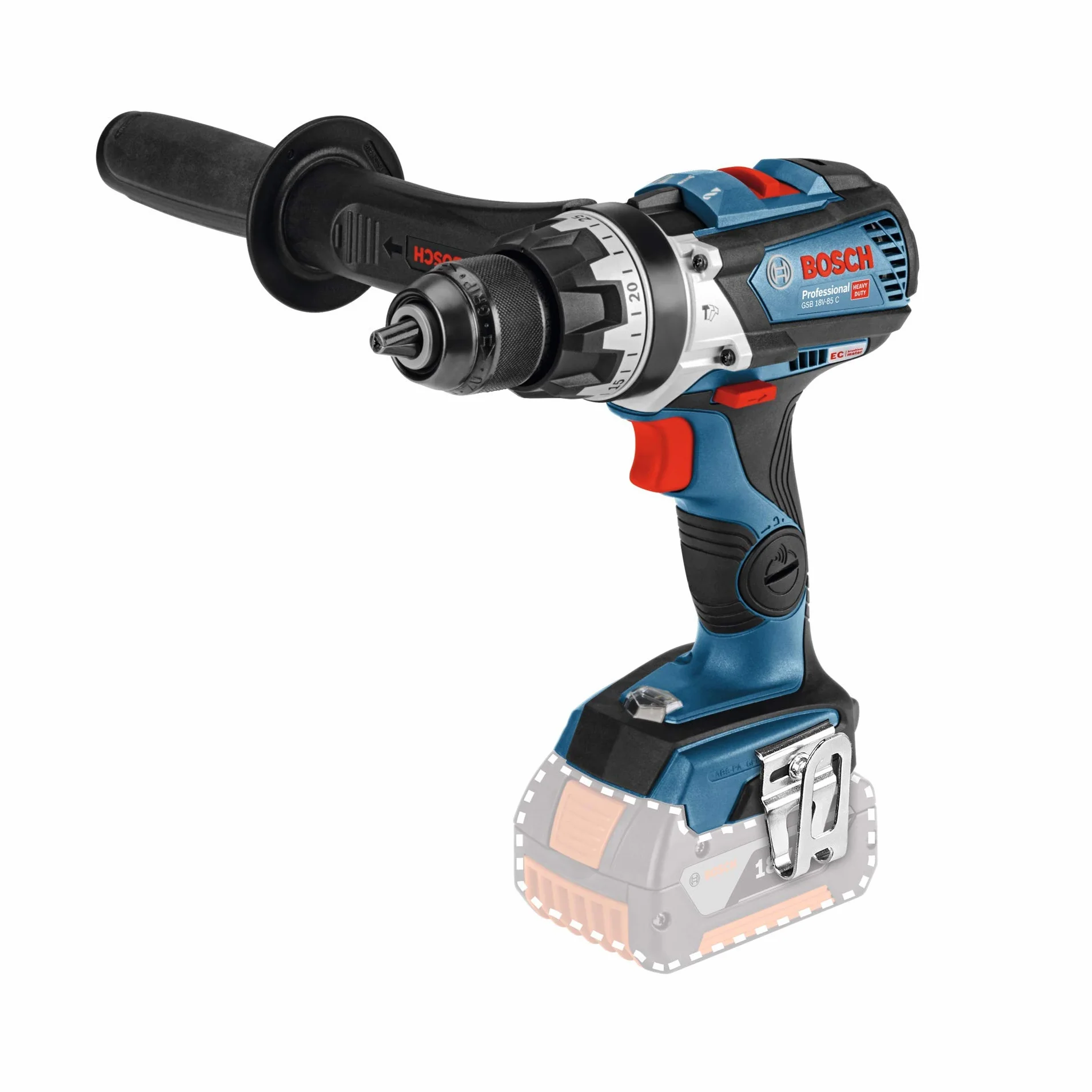 Bosch Professional 18 V akumulatorowa wiertarko-wkrętarka udarowa GSB 18 V-85 C (maks. moment obrotowy: 85 Nm, Connect Ready, bez akumulatorów i ładowarki, w L-BOXX 136)