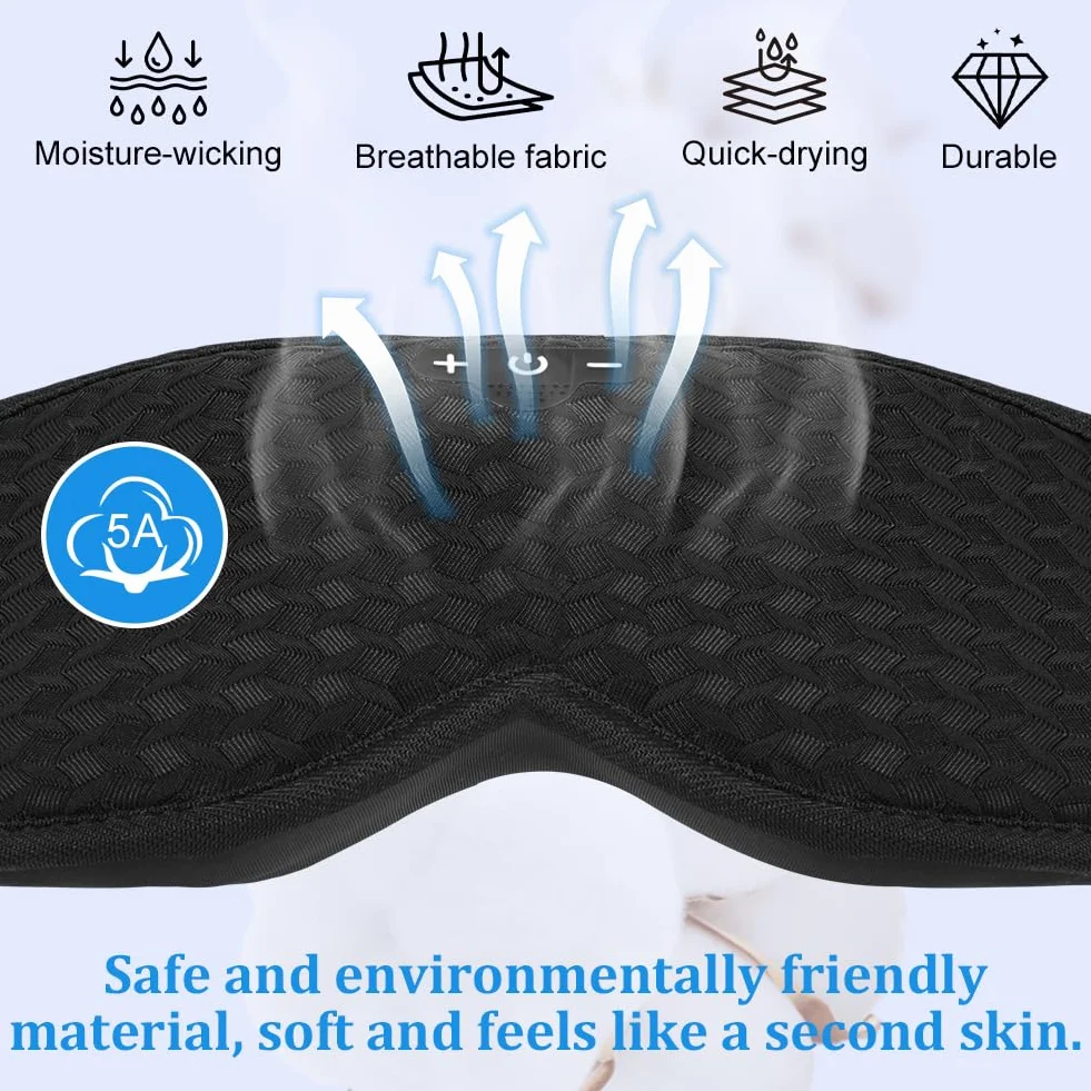 Bluetooth maska do spania 3D Zero ciśnienia oczu V5.4 10H oddychająca zaciemniająca