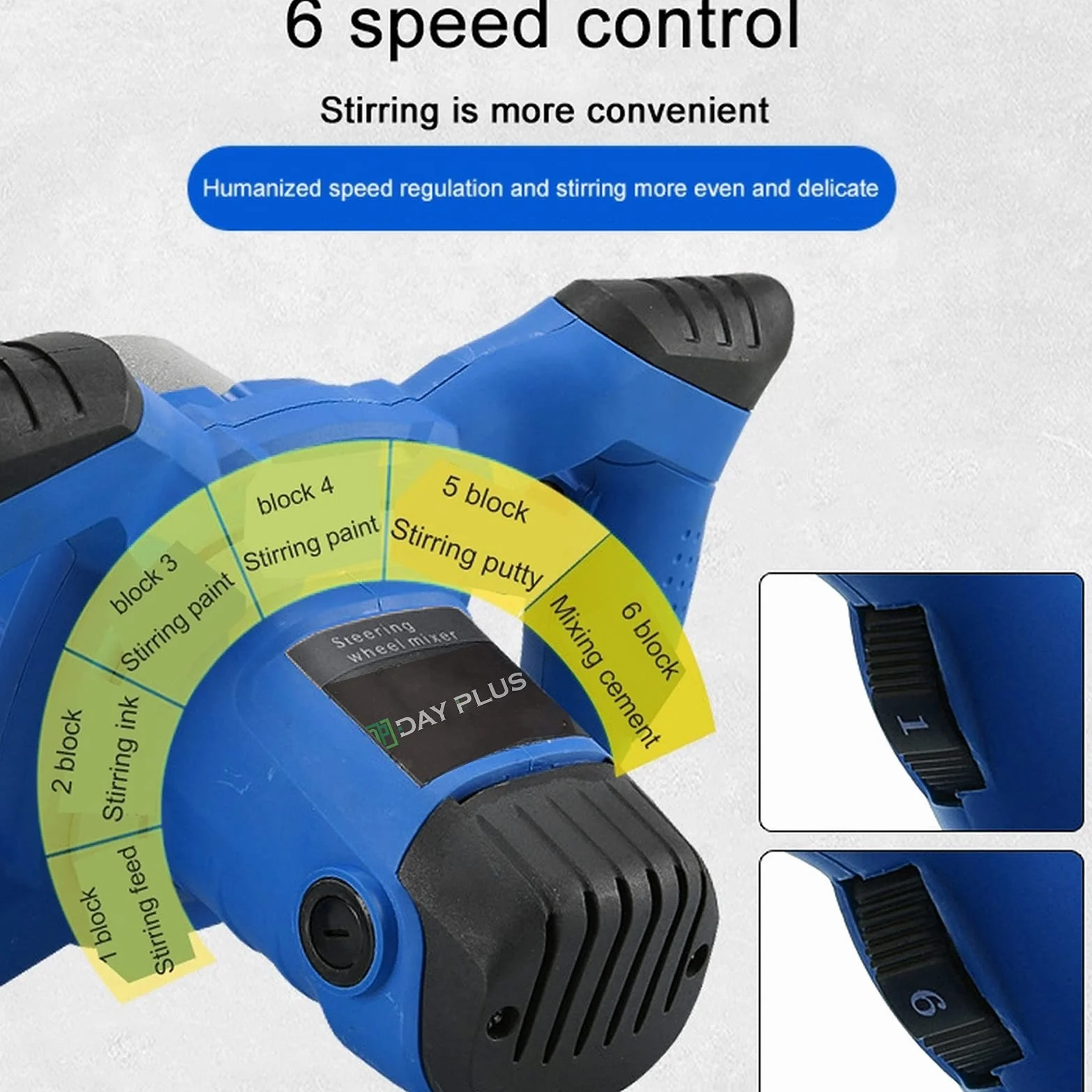 Mieszadło o mocy 2600 W – mieszadło do zaprawy betonowej – wytrzymała 6-biegowa przekładnia metalowa – z dużym mieszadłem Ø 120 mm i ergonomicznym uchwytem – mieszadło ręczne