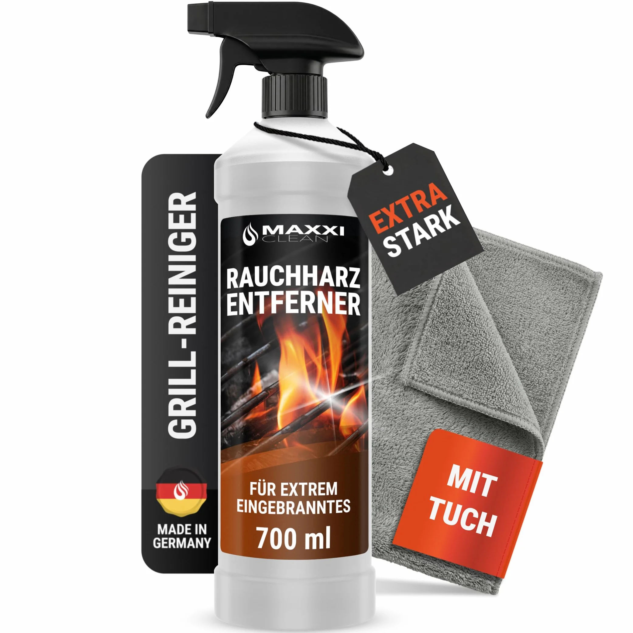 Środek do czyszczenia grilla i usuwania żywicy dymnej | 1x 700 ml w butelce z rozpylaczem ekstra mocny [+] | Koncentrat do czyszczenia piekarnika i grilla do grilli gazowych, stali nierdzewnej, żeliwa