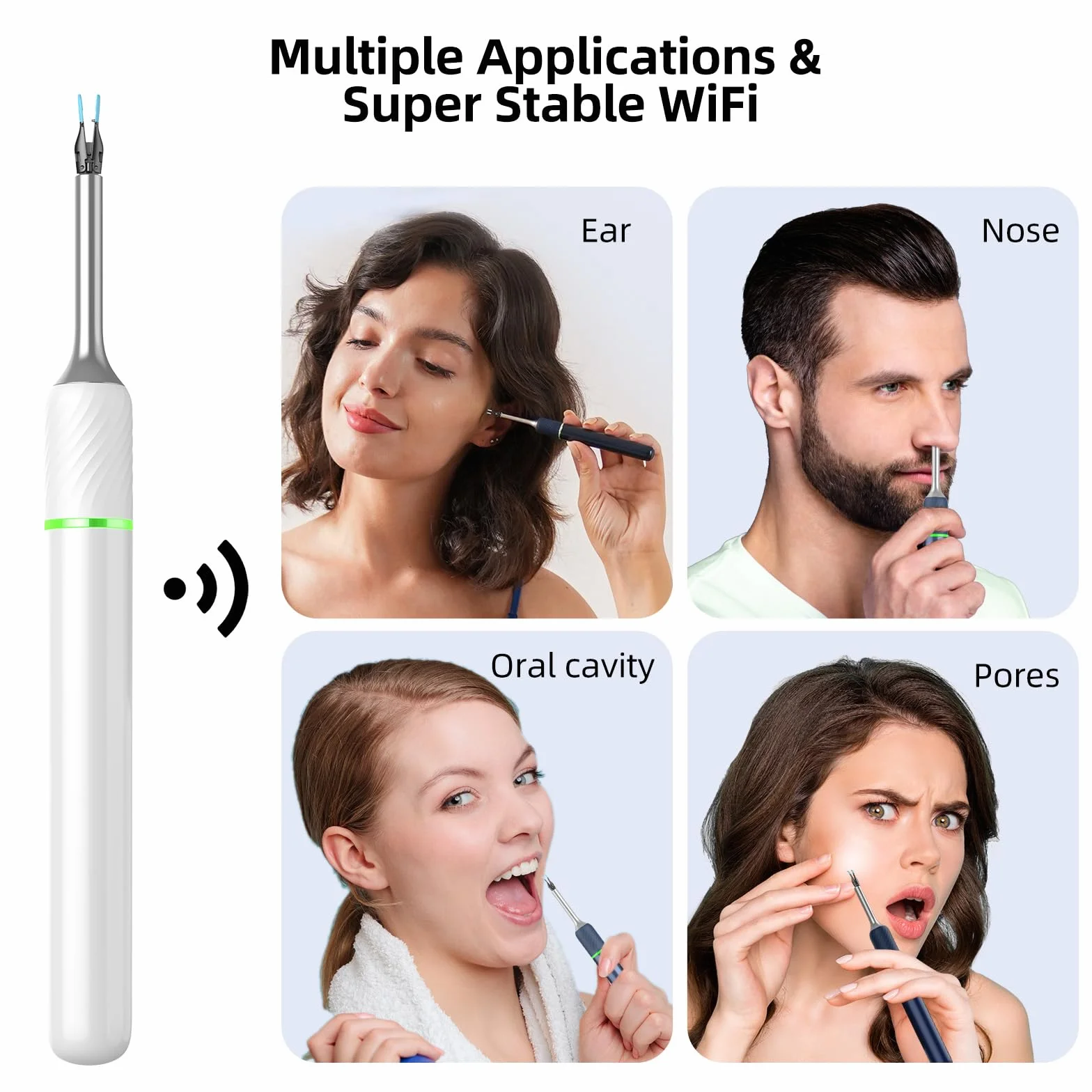 Otoskop Czyszczenie ucha 1920P HD, 3.2mm Otoskop do usuwania woskowiny z uszu, WIFI Endoskop do Usuwania Woskowiny, wodoodporne otoskop z 6 diodami LED do telefonów iPad, iOS, Android Smartphones