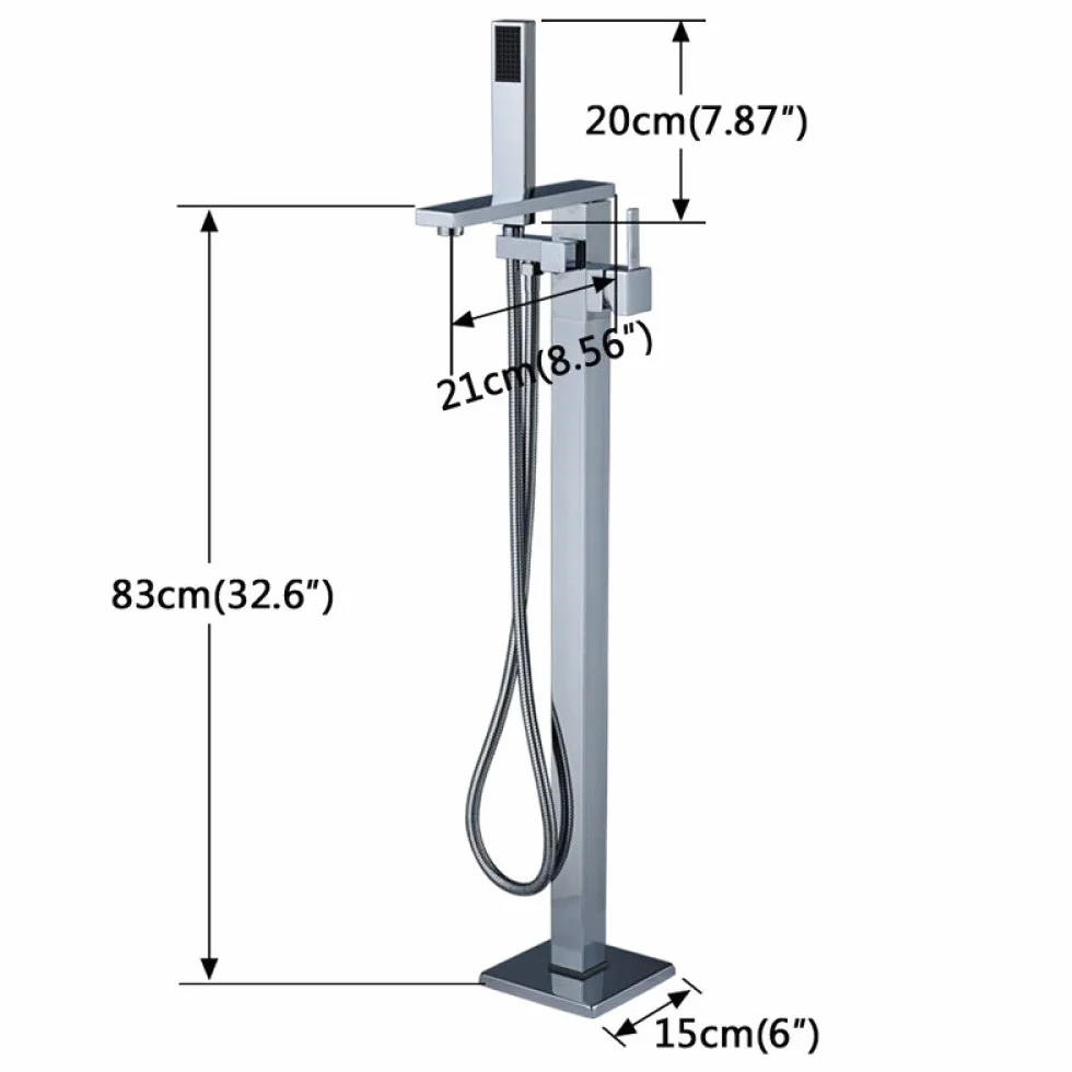 Bateria wannowa Jasny chrom Bateria wannowa Montowana na podłodze Jednouchwytowa bateria wannowo-prysznicowa Wolnostojąca bateria łazienkowa z prysznicem ręcznym, bateria(Chrome Tub Faucet)