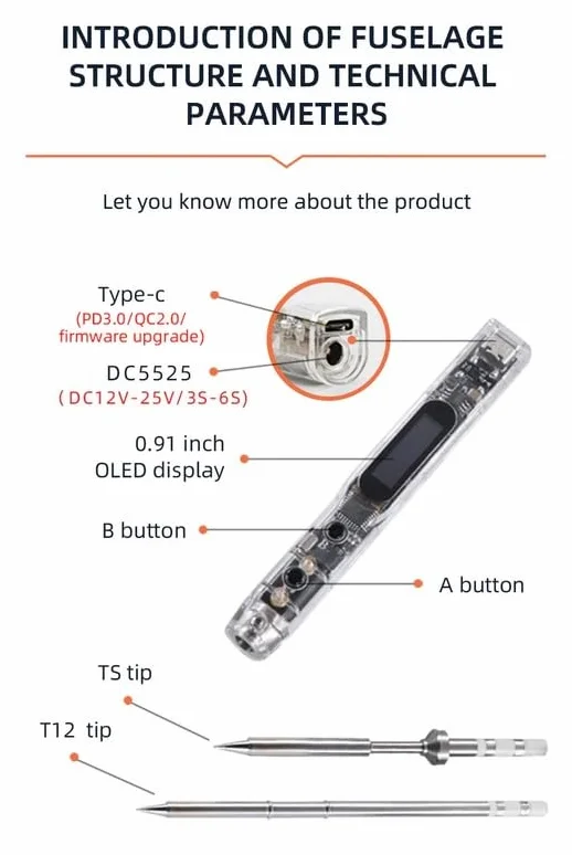 SEQURE SI012 Pro lutownica z grotem T12-B2 Transparent