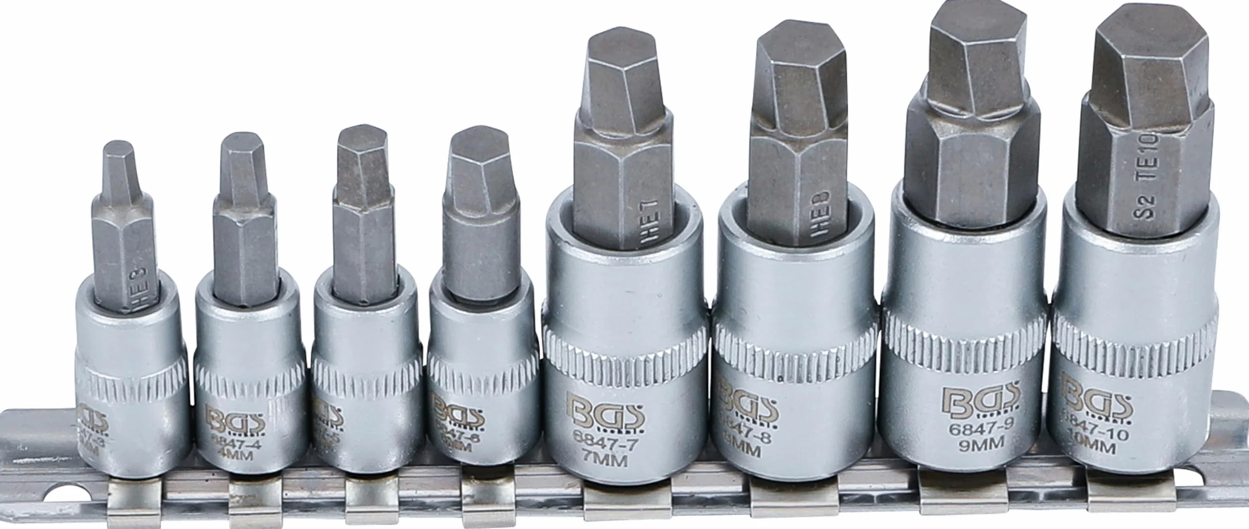 BGS 6847 | Zestaw wykrętaków | napęd 6,3 mm (1/4") / 10 mm (3/8") | do uszkodzonych gniazdo sześciokątneów 3 - 10 mm | 8 szt.