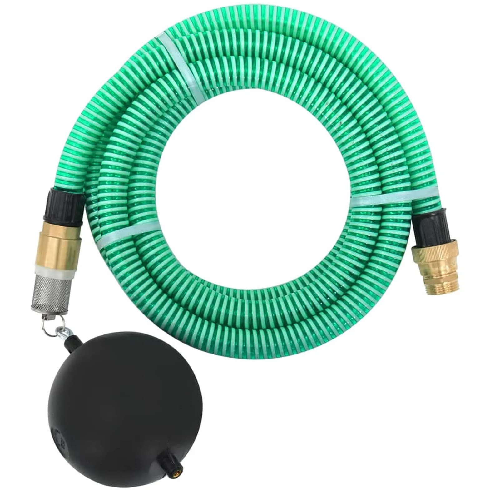 Wąż ssący z mosiężnymi przyłączami zielony 1,1" 10 m PVC akcesoria do pomp szybkozłączka 1 cal