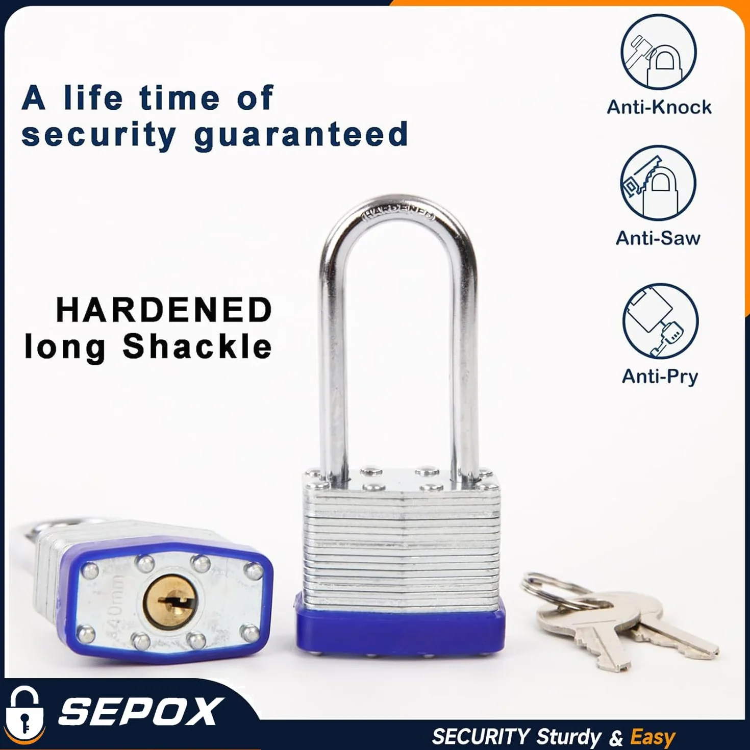 SEPOX® 14 szt. zestaw kłódki laminowane podobne do kluczy z tym samym kluczem, hartowana stal, długa szekla, opakowanie 14 1-9/16 cala, 40 mm, wytrzymały stalowy korpus zamka każdy zamek z 2 dużymi