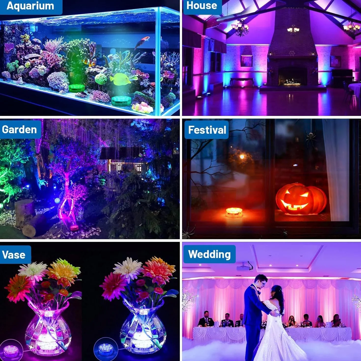 Joycome Oświetlenie basenu, 4 sztuki, 13 diod RGB LED, do basenu, akcesoria z pilotem zdalnego sterowania, magnes, lampy basenowe, wodoszczelność IP68, oświetlenie do stawu, spa, wanny, prysznica