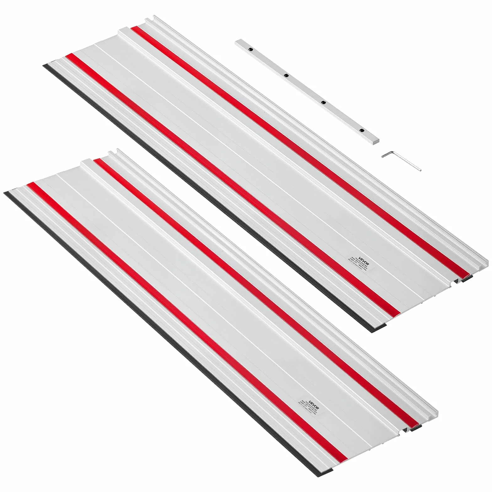 VEVOR Szyna prowadząca do piły gąsienicowej, zakres cięcia 140,7 cm, zestaw zawiera 2 wytłaczane aluminiowe prowadnice 69,8 cm i 1 złącze, kompatybilne z piłami szynowymi Makita