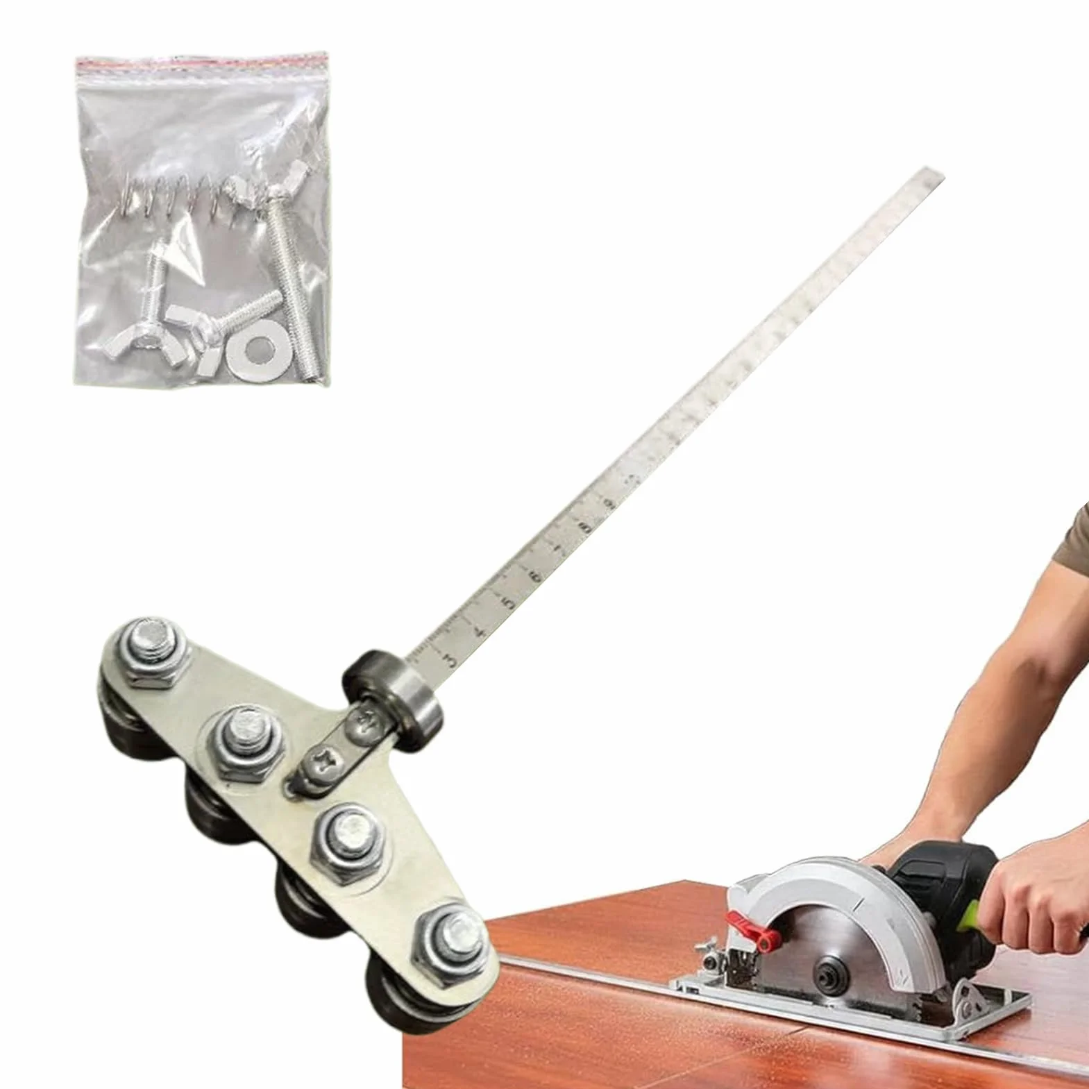 Pomoc w pozycjonowaniu drewna, miernik z regulowaną szyną o długości 60 cm, prowadnica do piły tarczowej, do obróbki drewna, stolarki, metalu, majsterkowania, przemysłu i budownictwa