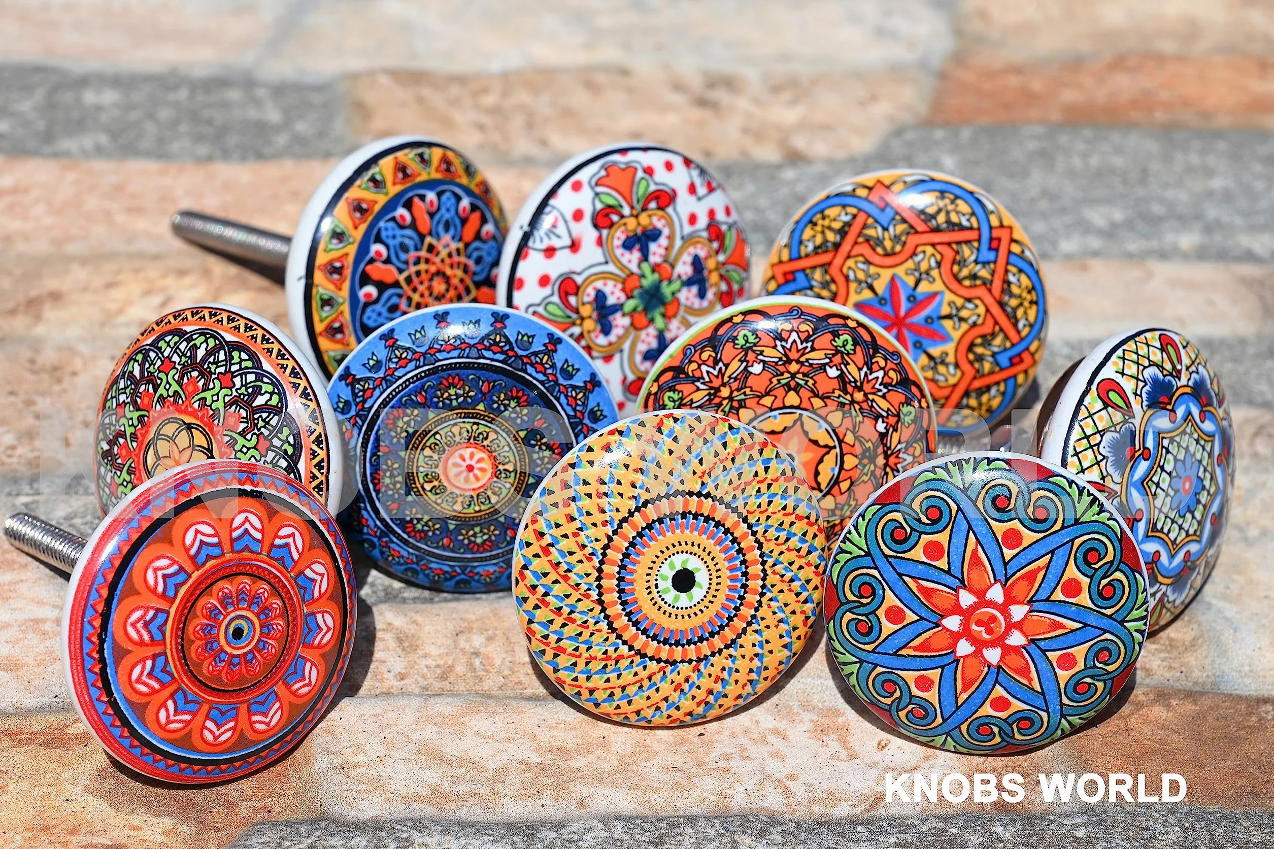 Uchwyty ceramiczne w stylu vintage z motywem kwiatowym, mieszane, do drzwi, szafki, szuflady, 10 szt., xfer