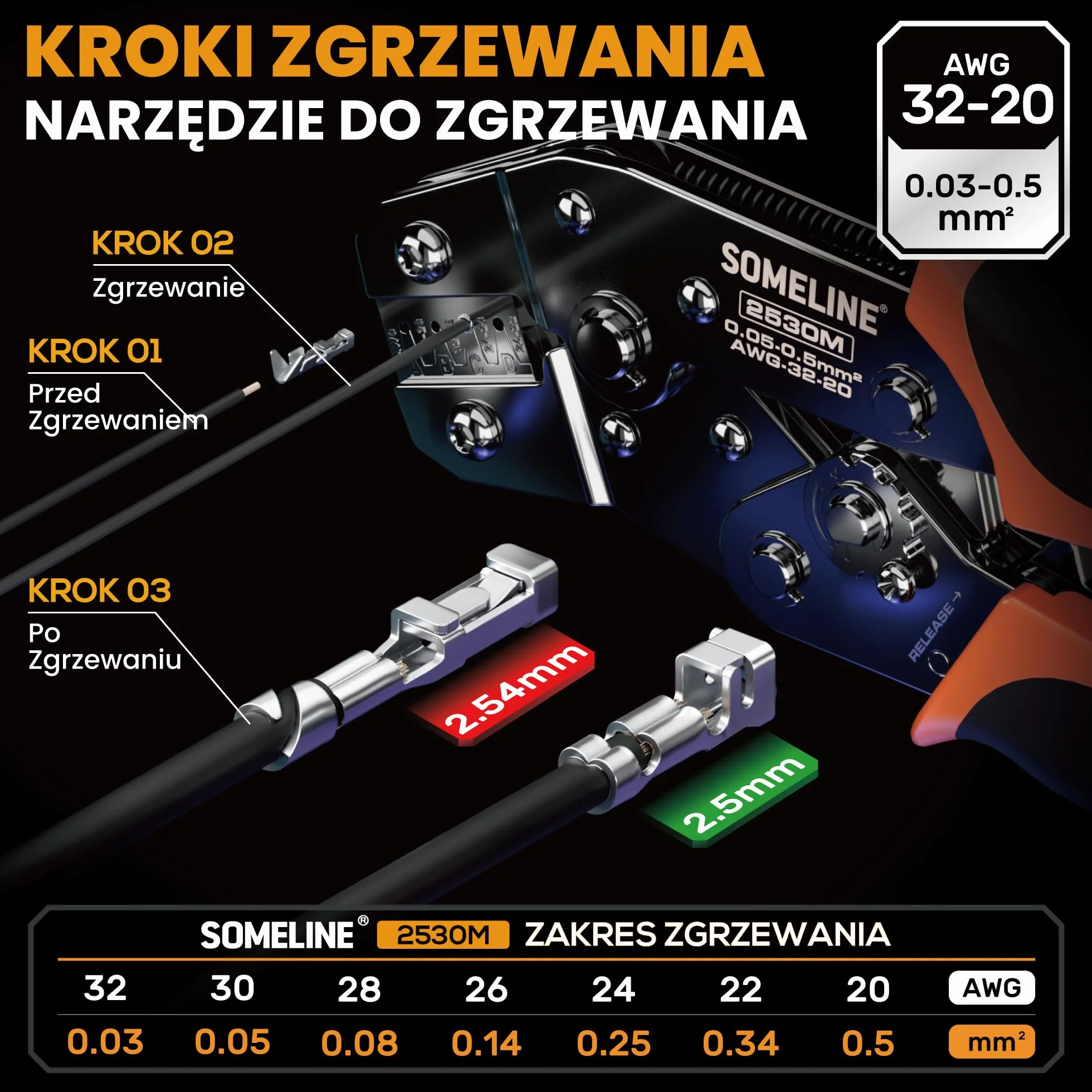 SOMELINE Zestaw wtyczek szczypiec do zaciskania, zestaw wtyczek JST-XH 2,5 mm/DP 2,54 mm, dostępnych jest 21 rodzajów szczypiec do zaciskania 0,05-0,5mm² (AWG 30-20)