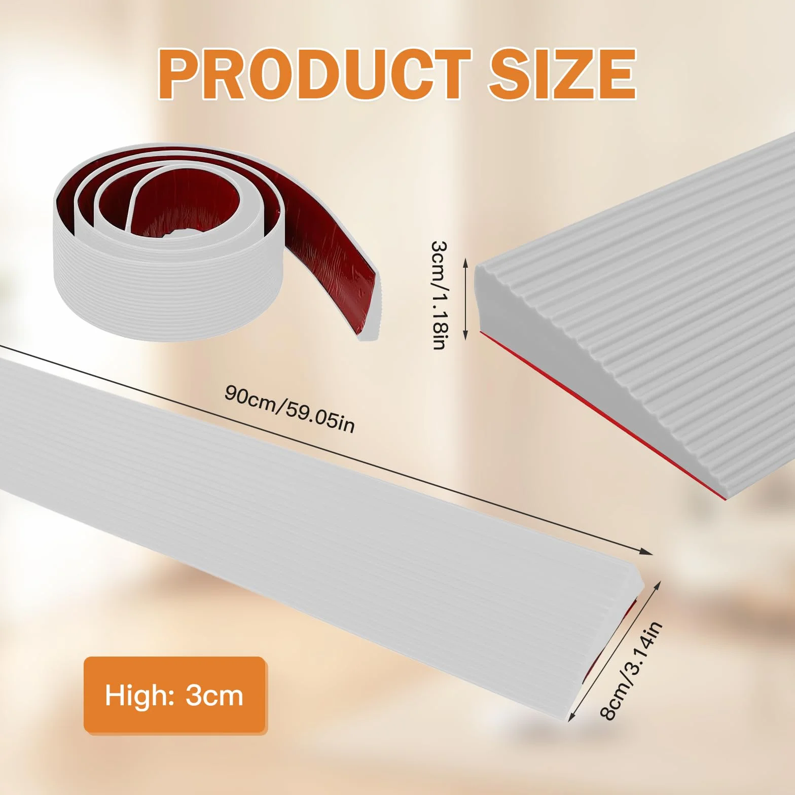 Gumowa rampa progowa 90x8x3 cm antypoślizgowa do wózka inwalidzkiego szary
