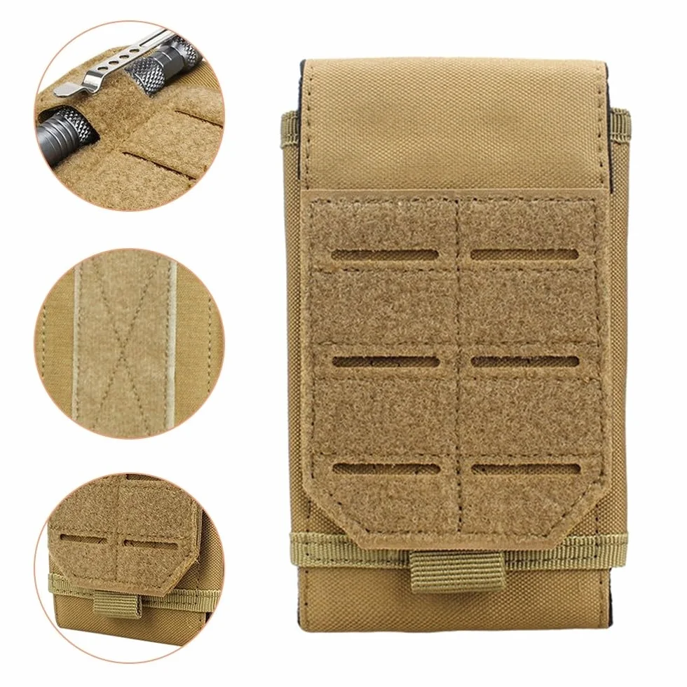 Taktyczne etui na telefon, telefon Molle Smartphone Pasek, torba bananowa z gniazdem na karty smartfona 4" do 7", czarny